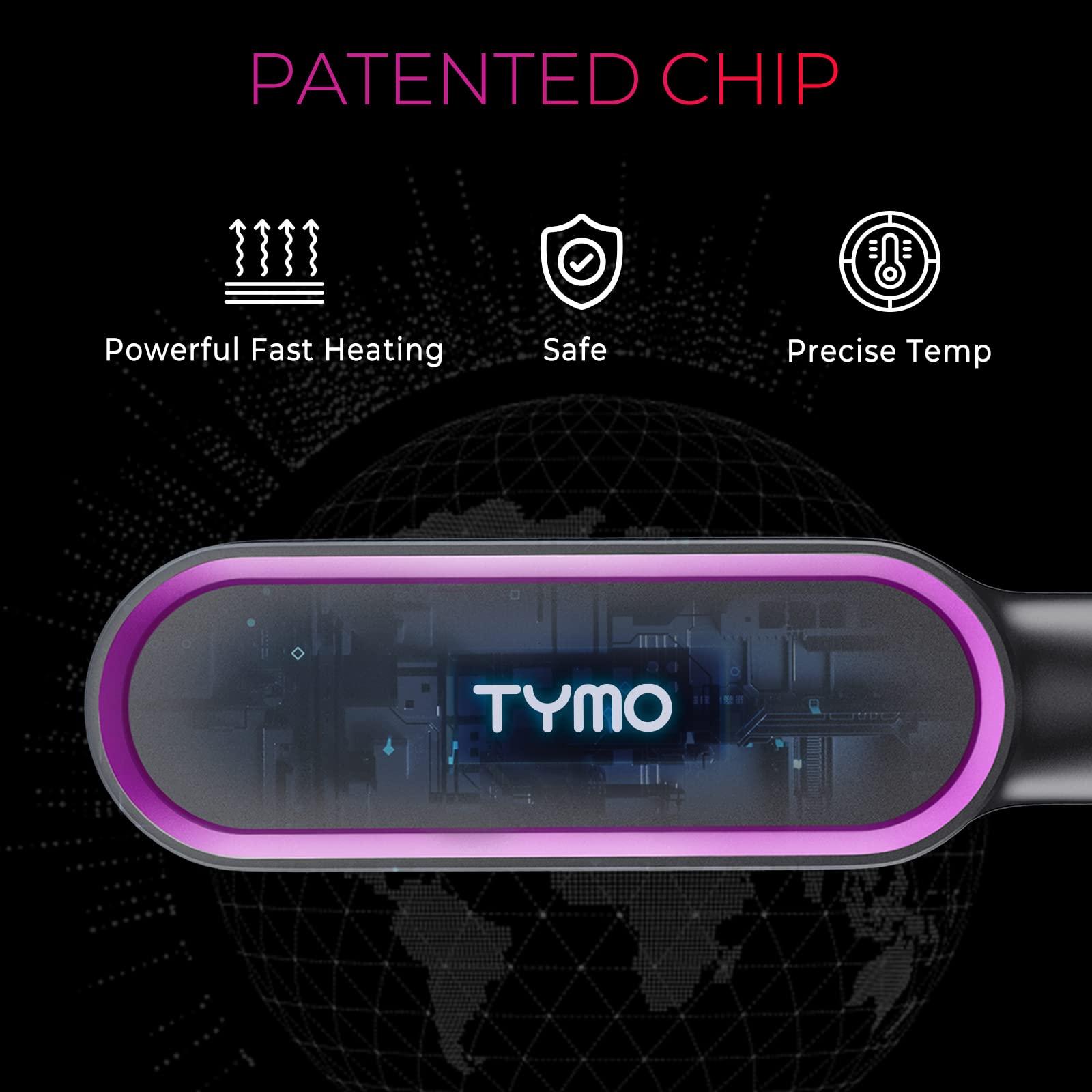 TYMO Ring Hair Straightener Brush Hair Straightener Comb, Straightening Brush, Dual Voltage, for Women, with 5 Temps, 20s Fast Heating, Black - Image 4