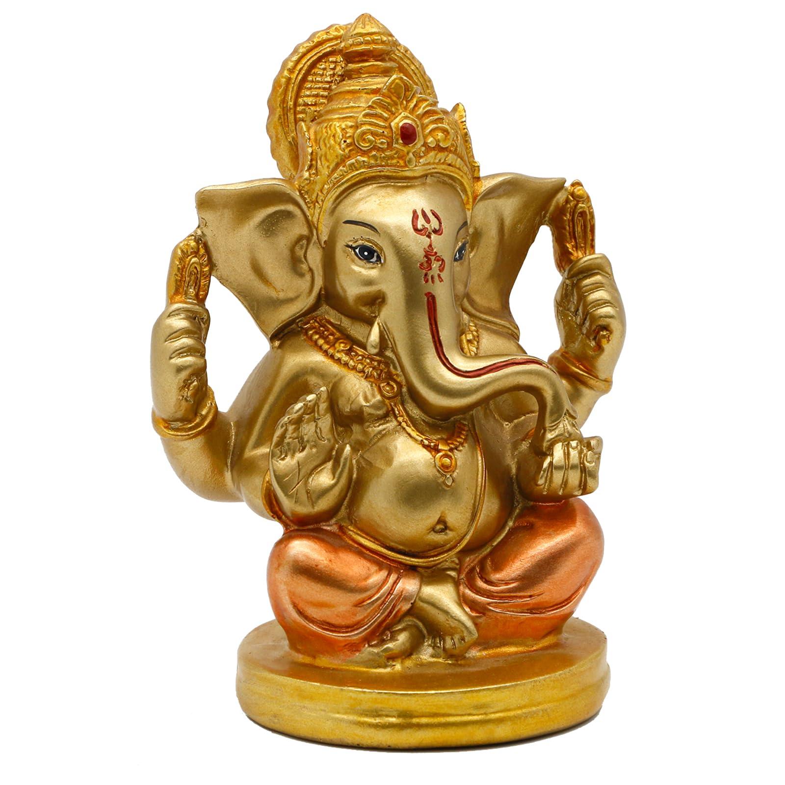 Indian God Lord Ganesha Statue - 5" H Hindu God Ganesh Idol for Diwali Gifts Meditation Yoga Room Altar Decoration Home Temple Mandir Pooja Item - Image 8