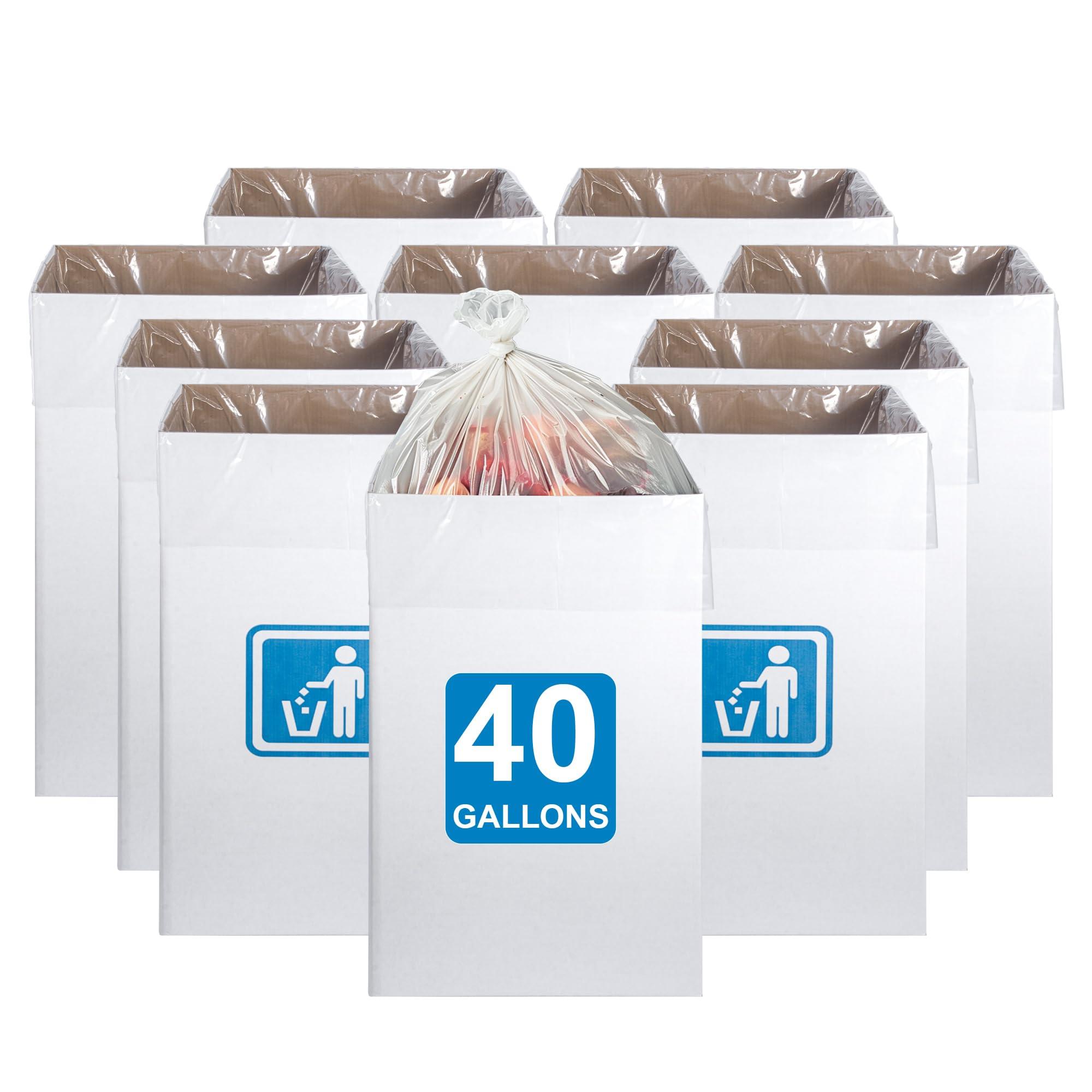 40 Gallon cardboard trash cans for events (Pack of 10)， With 20 Liners Included，Be applicableOutdoor Events pop up trash cans for parties，Reusable Portable Garbage Can