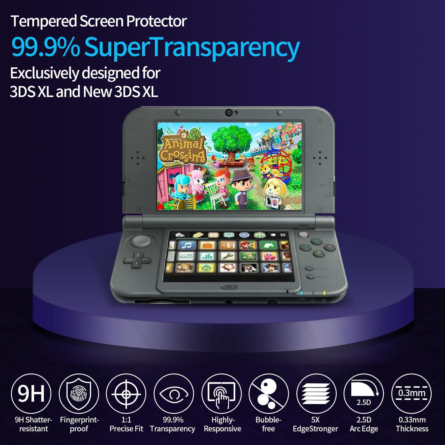 KOOWOD 4 in 1 Tempered Glass Screen Protector + HD Clear Crystal PET Screen Protective Film + USB Charger Cable Accessories Compatible with 3DS XL and New 3DS XL - Image 2