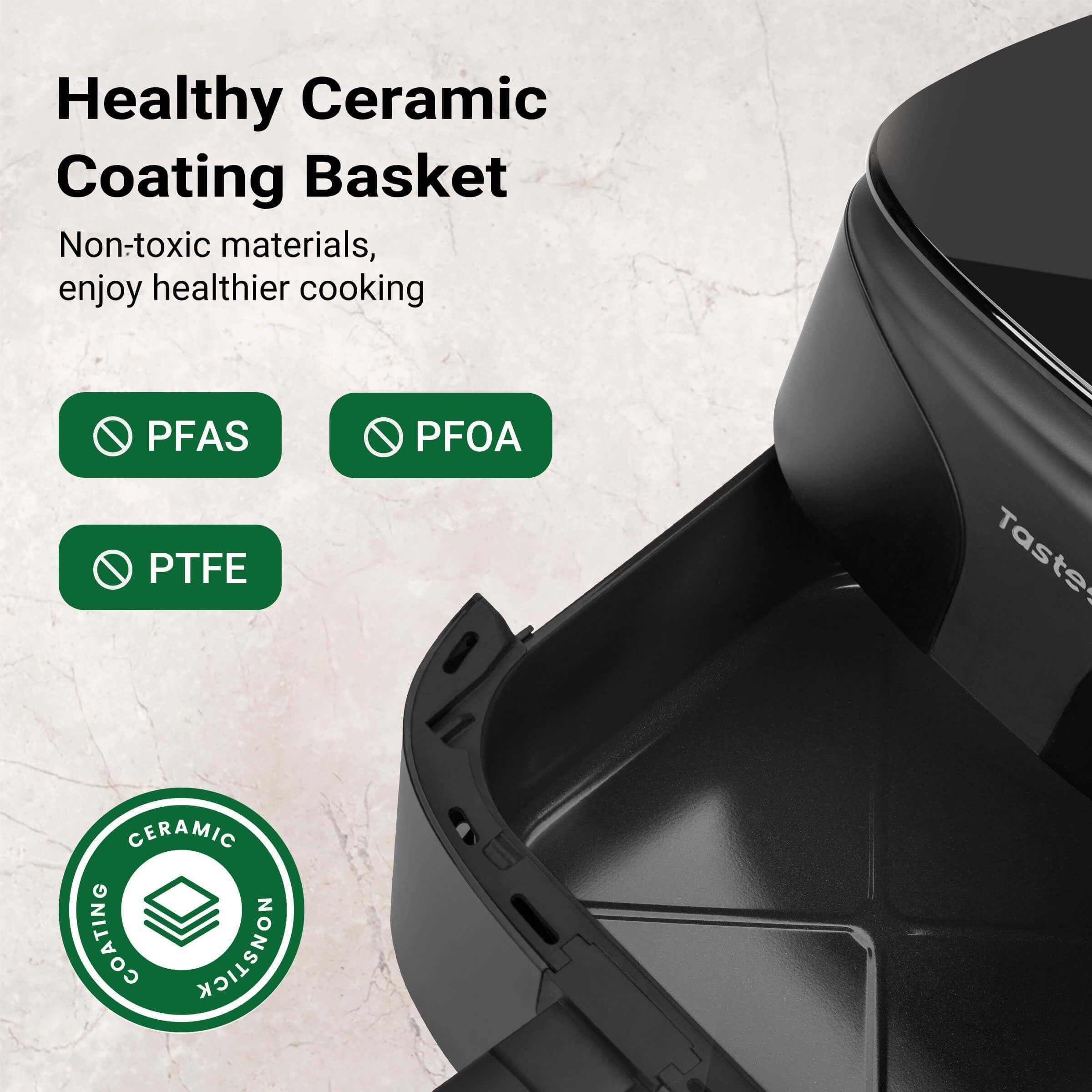 Tastee Ceramic Air Fryer, 8-in-1 Compact 5.5QT AirFryers, 450°F Digital Airfryer Dehydrator with Smart Probe, 24 Presets One-touch Cooking, In-app Recipes with Window, Dishwasher-safe & Non-stick - Image 3