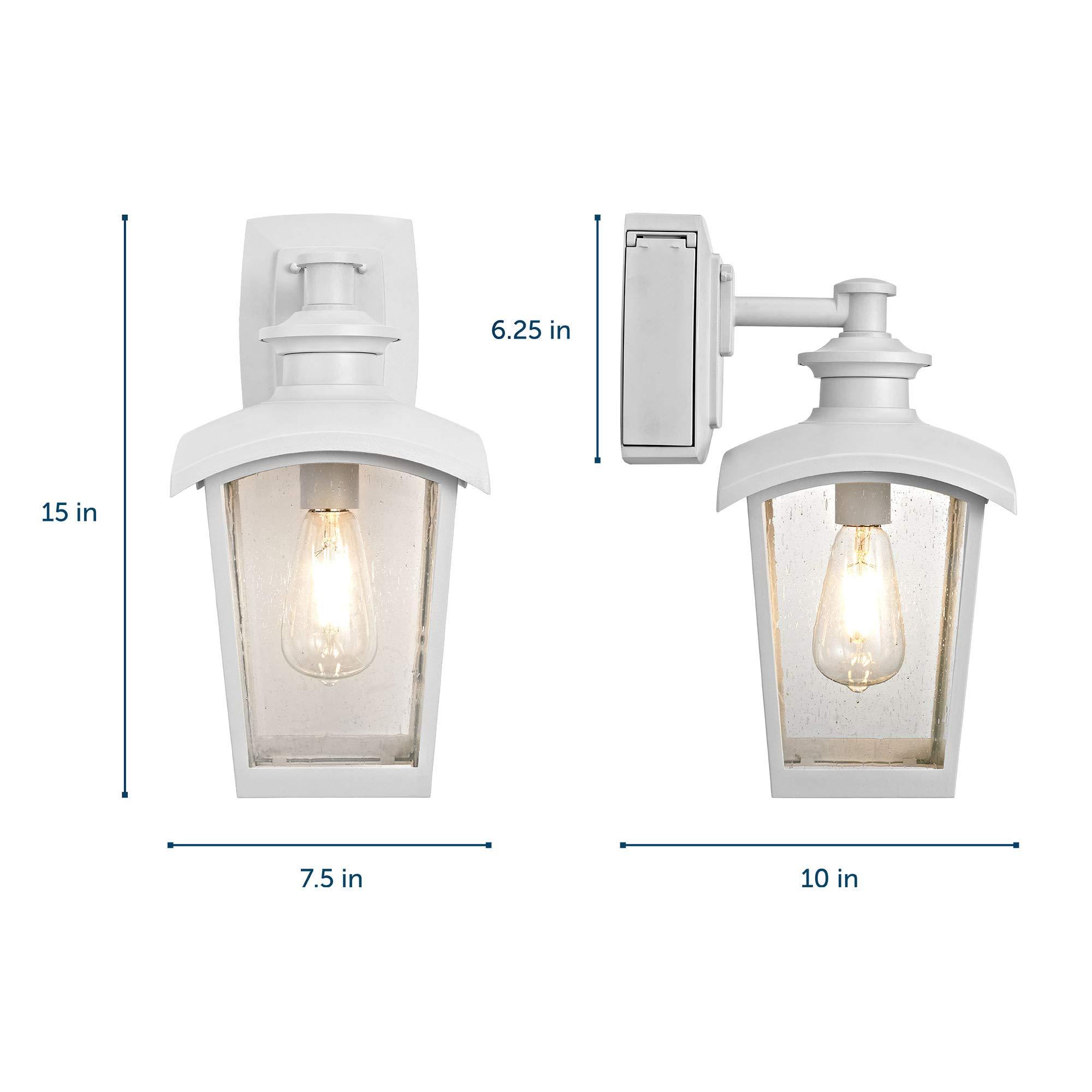 Home Luminaire 31856 Spence 1-Light Outdoor Wall Lantern with Seeded Glass and Built-in GFCI Outlet, White - Image 3