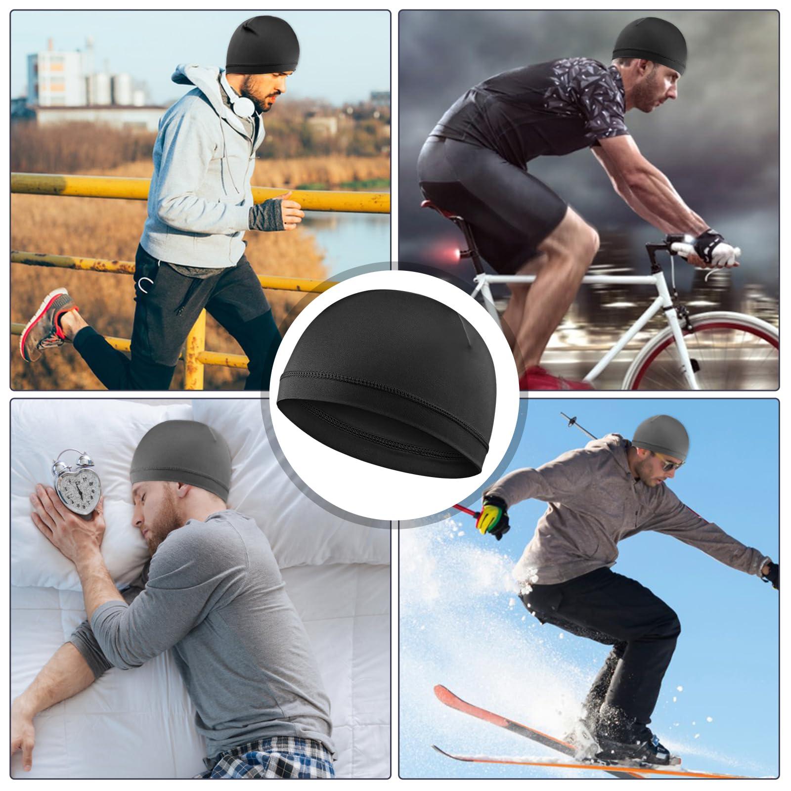 COMNICO 2 Pcs Men Skull Caps Beanie Multifunctional Sleep Hats Breathable Headwear Sweat Absorbent Liner Cap for Men Women - Image 5