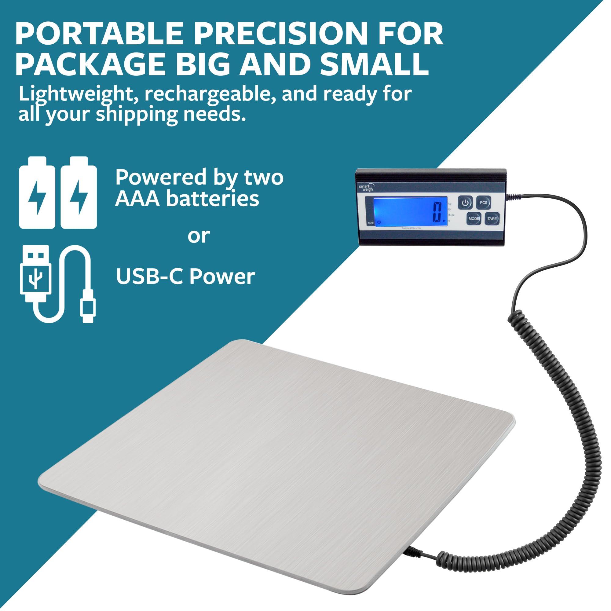Smart Weigh 440 lbs x 1 oz. Digital Heavy Duty Shipping and Postal Scale, Package Scale with Durable Stainless Steel Large Platform, Post Office Postal Scale and Luggage Scale - Image 7