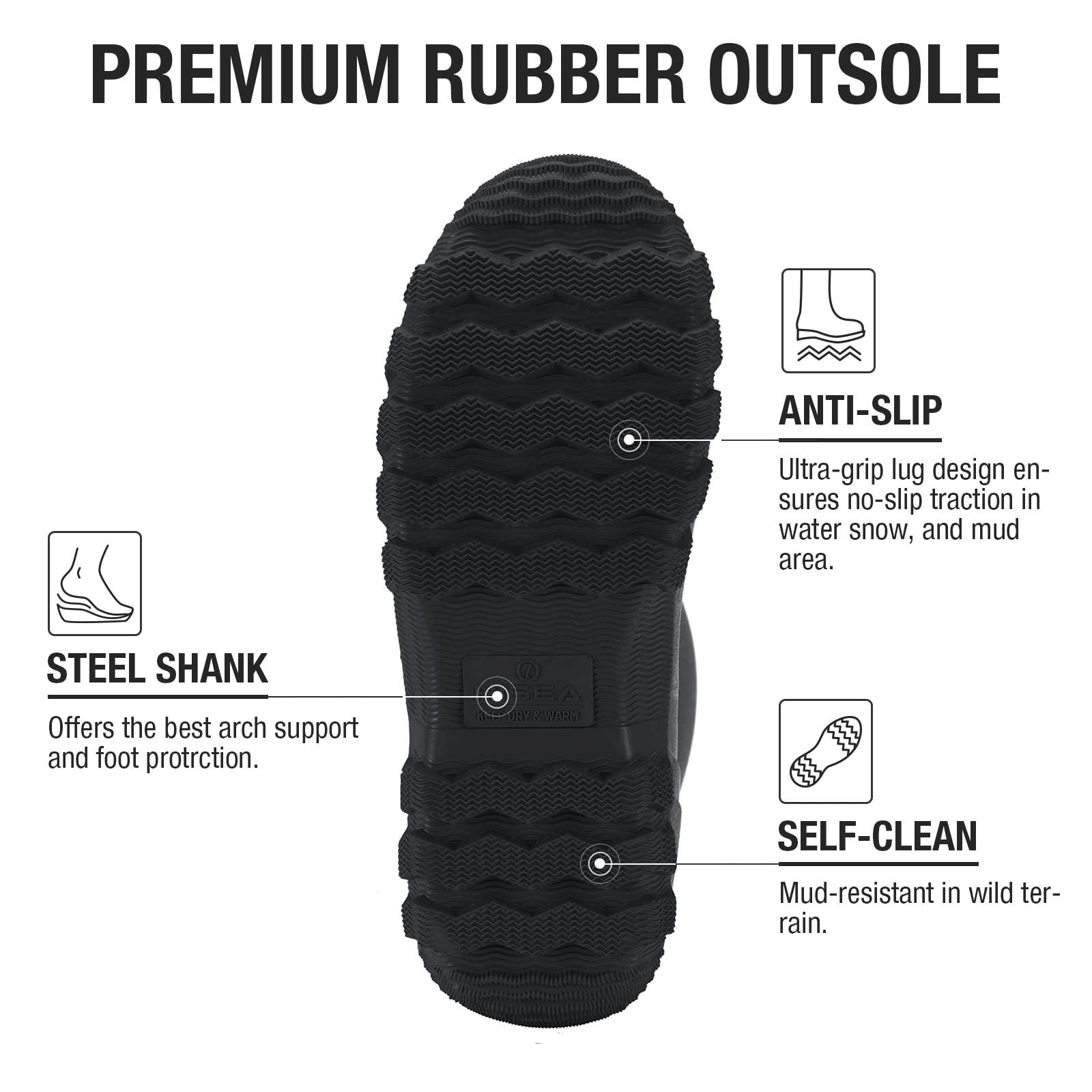 HISEA Women's Mid Calf Rain Boots Waterproof Rubber Boot for Garden Mud Working - Image 3