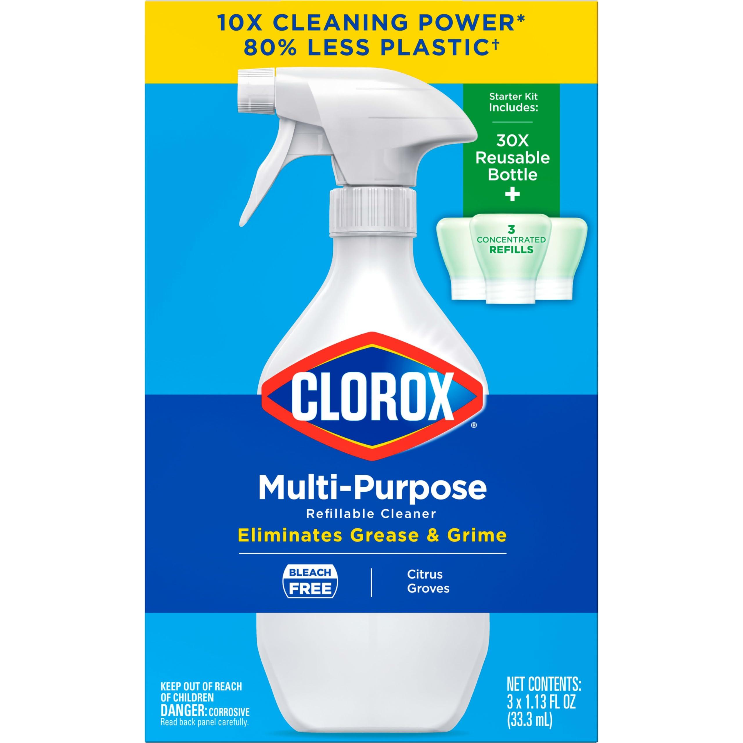 Clorox Multi-Purpose Spray Starter Kit 3x1.125fo, Household Essentials, Concentrated Refill + 20fo Spray Bottle - Image 14