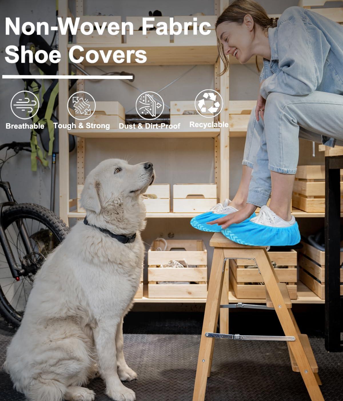 GOTMAR X-Large 200 Pack Breathable Shoe Covers Disposable for Indoors - Reusable Non-Slip Blue Booties, Fits Up to Men’s Size 13, Ideal for Home, Office & Travel, Doubles as Travel Shoe Bags - Image 8