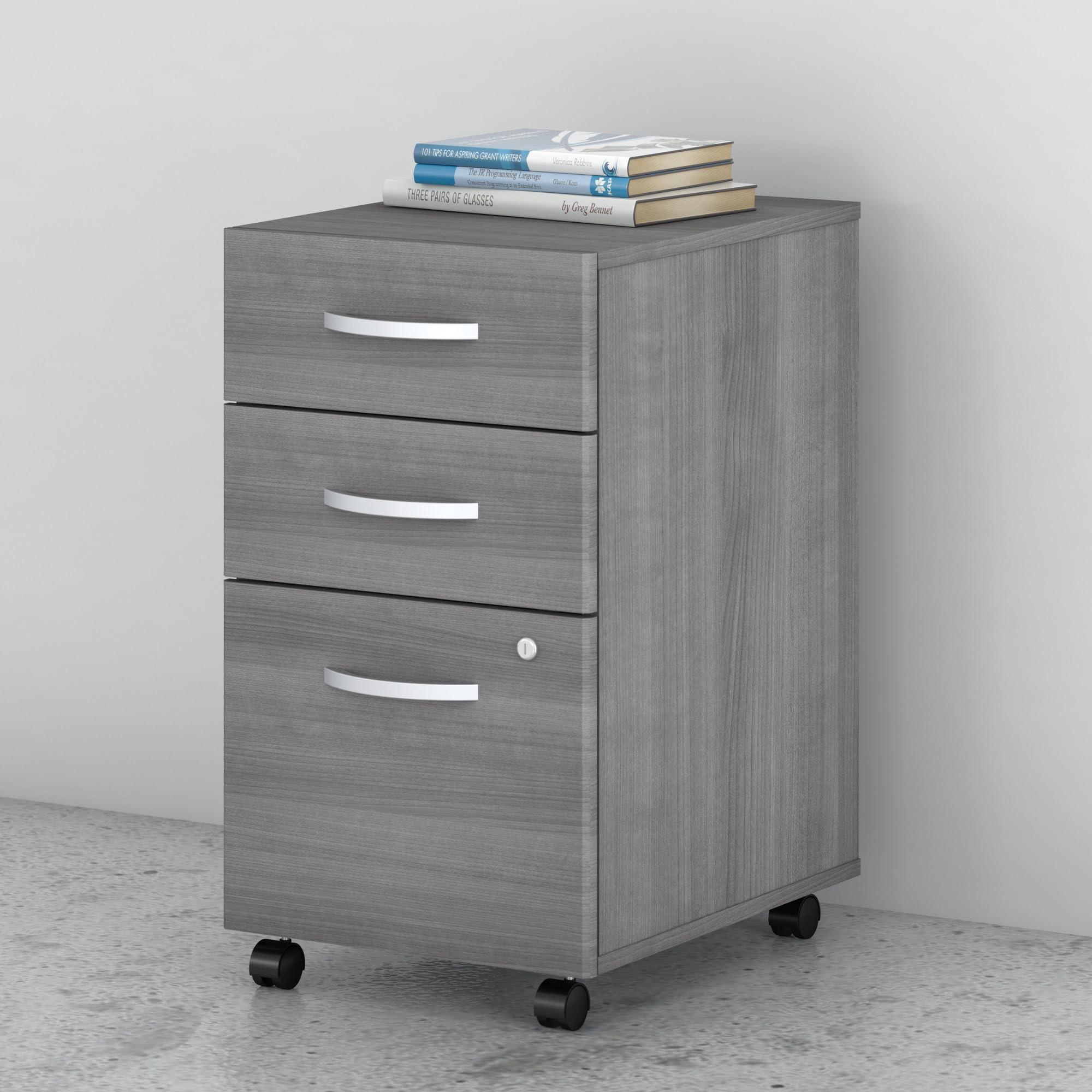 Bush Business Furniture Studio C 3 Drawer Mobile File Cabinet in Platinum Gray - Assembled, Rolling Document Storage for Home or Professional Office - Image 2
