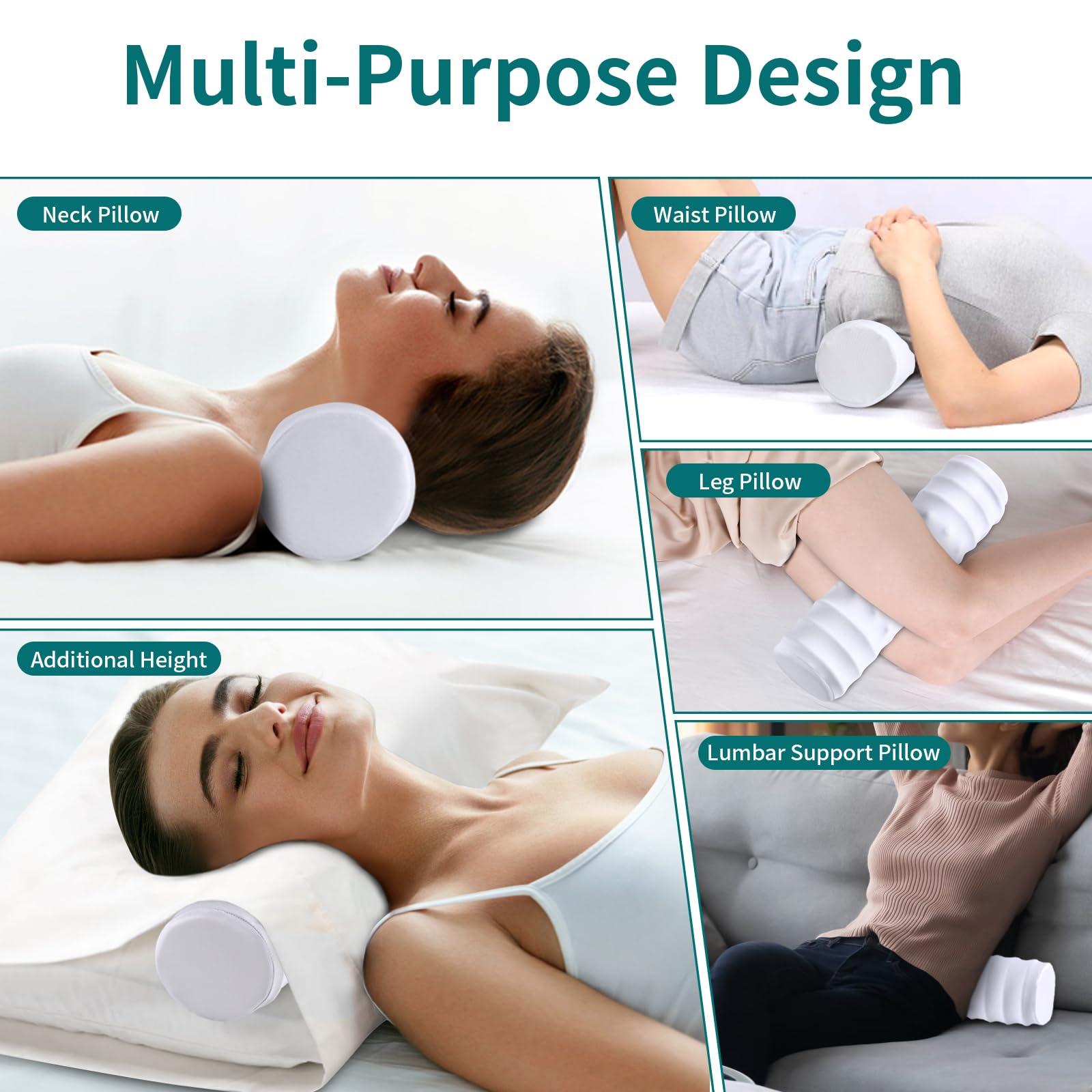 onesmile Cervical and Roll Neck Pillow-2 in 1 Removable Ergonomic for Pain Relief, Support for Sleeping, Memory Foam for Side, Back & Stomach Sleepers (Grey) - Image 5