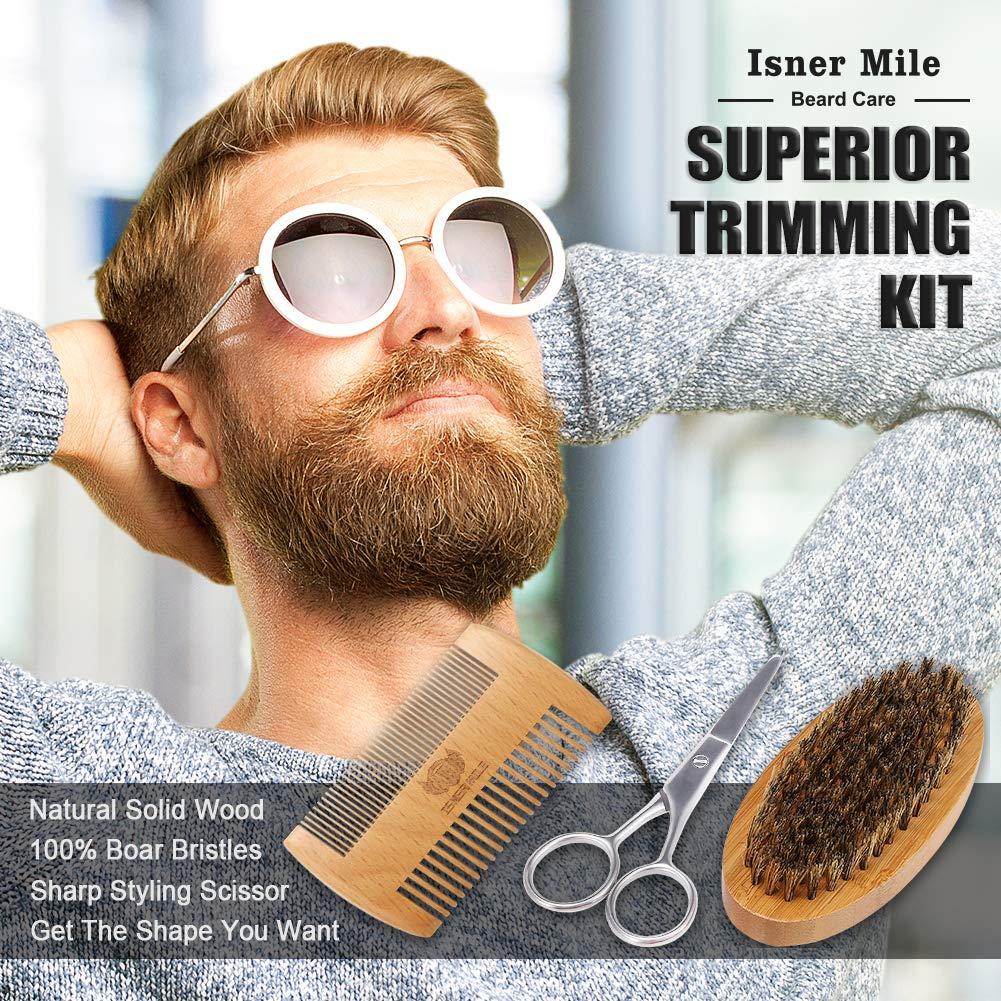 Isner Mile Beard Grooming Kit for Men: Trimming Sets with Beard Wash/Shampoo - Oil - Balm - Brush - Comb - Scissors & Storage Bag, Valentines Birthday Fathers Gifts for Dad Men Husband Boyfriend - Image 7