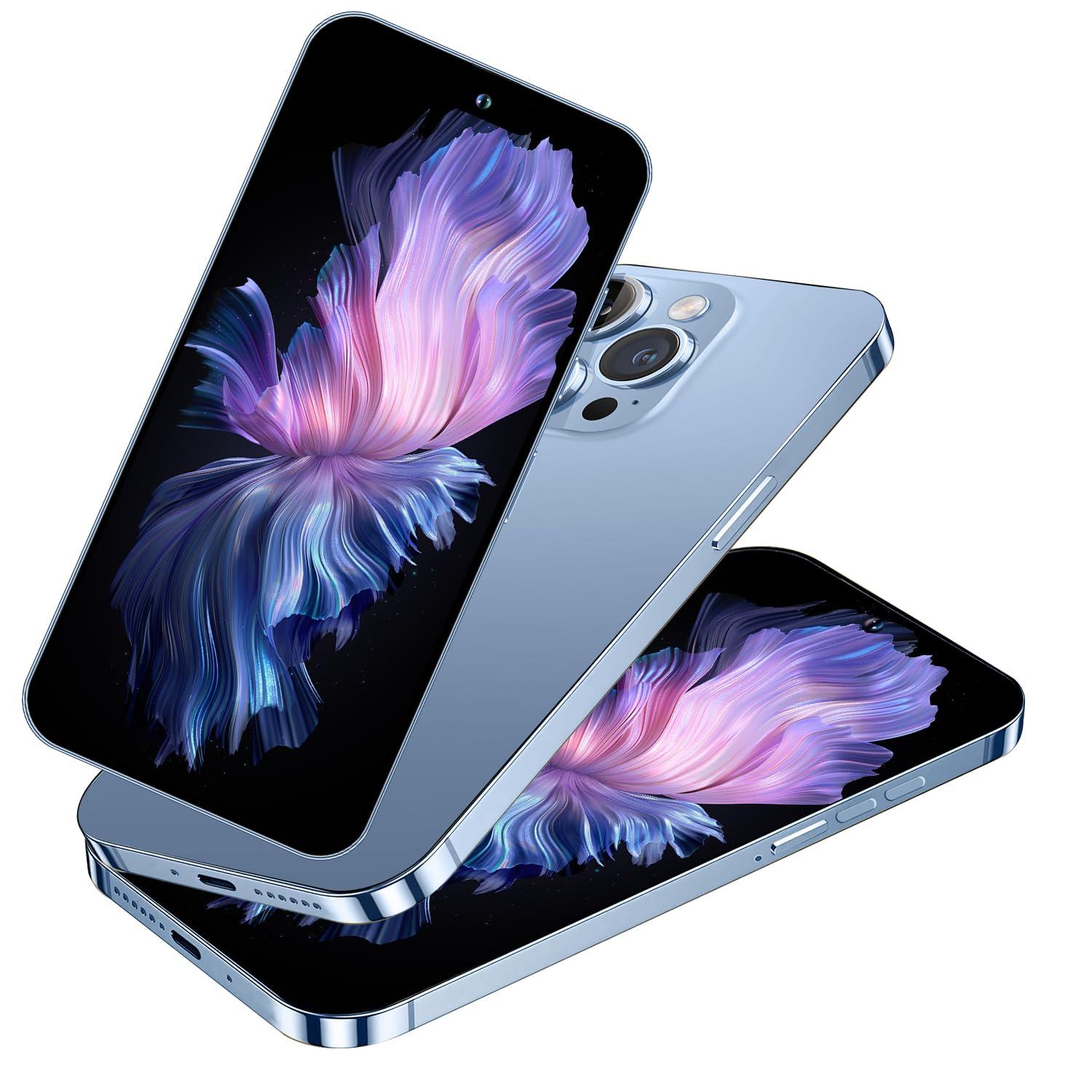 A SLICE RED 14PROMA X Unlocked Cell Phone,Long Battery Life 6.82" HD Screen Unlocked Phones,Android14 16+512GB Smartphone with 128G Memory Card,Dual SIM/Fingerprint Lock/Face ID/GPS (Blue)