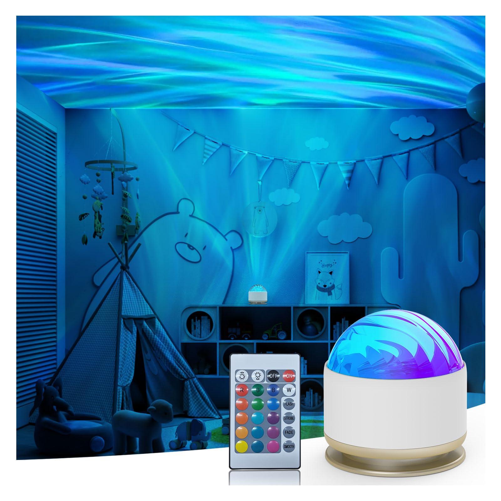 HUMIIEYE Northern Lights Projector, 16 Light Color Aurora Night Light Projector for Bedroom, Remote Galaxy Light Projector, Dimmable Mood Lighting with Memory Function for Playroom Kids Teen Girl Gift