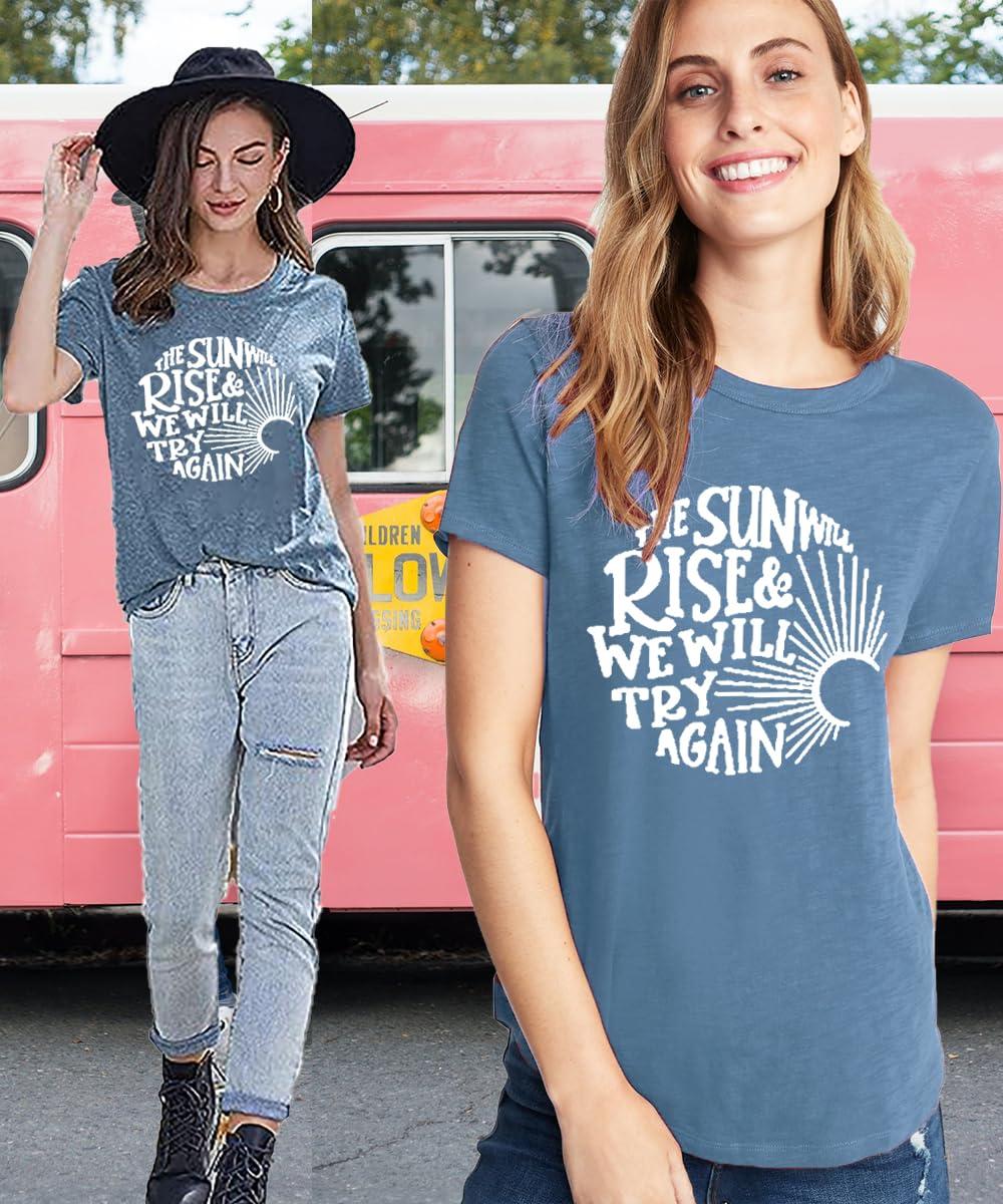 Womens Hiking Camping Graphic Tee Summer Outdoor Workout Casual Short Sleeve Top Christian T Shirt - Image 3