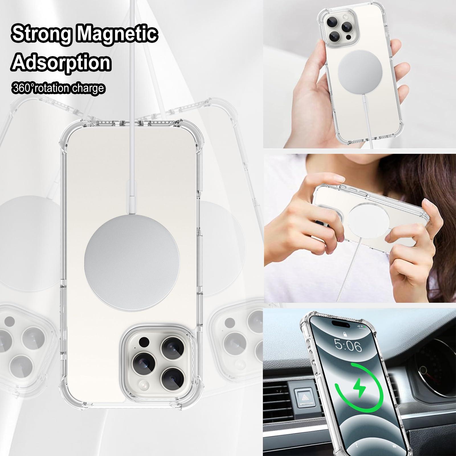 OOK Case for iPhone 16 Pro Max, Magnetic White Clear Case [Compatible with MagSafe] Slim Anti-Scratch Shockproof Protective TPU Bumper Acrylic Cover for 6.9 inch - Image 6