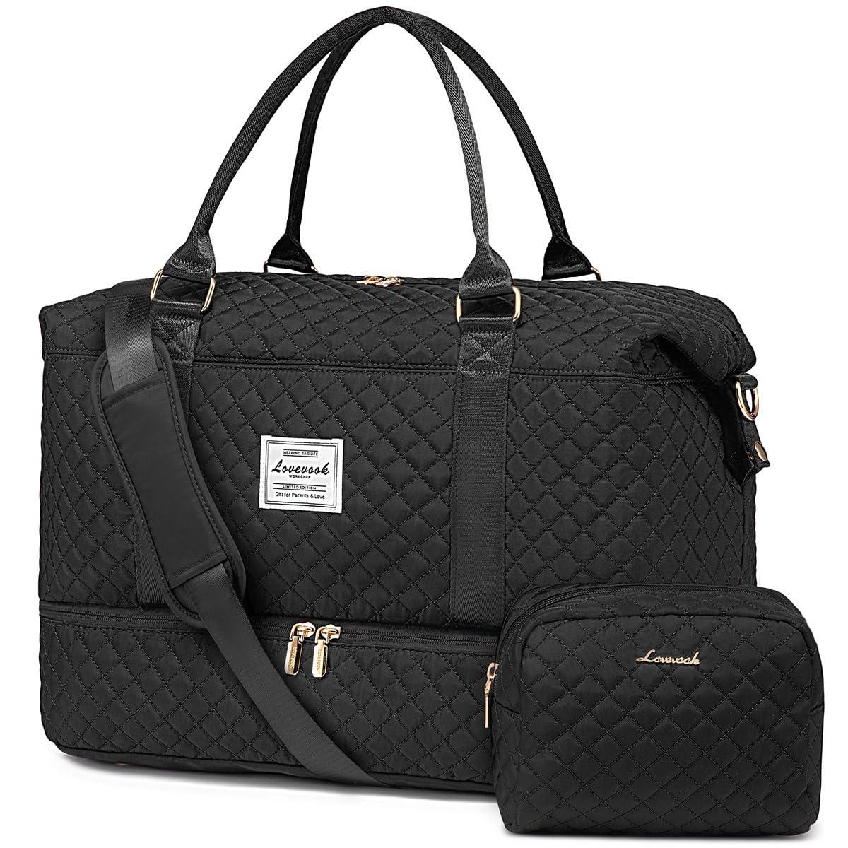 LOVEVOOK Travel Duffle Bag,Weekender Bags for Women with Shoe Compartment，Carry on Overnight Bag with Toiletry Bag,Gym Duffel Bag with Wet Pocket, Hospital Bags for Labor and Delivery