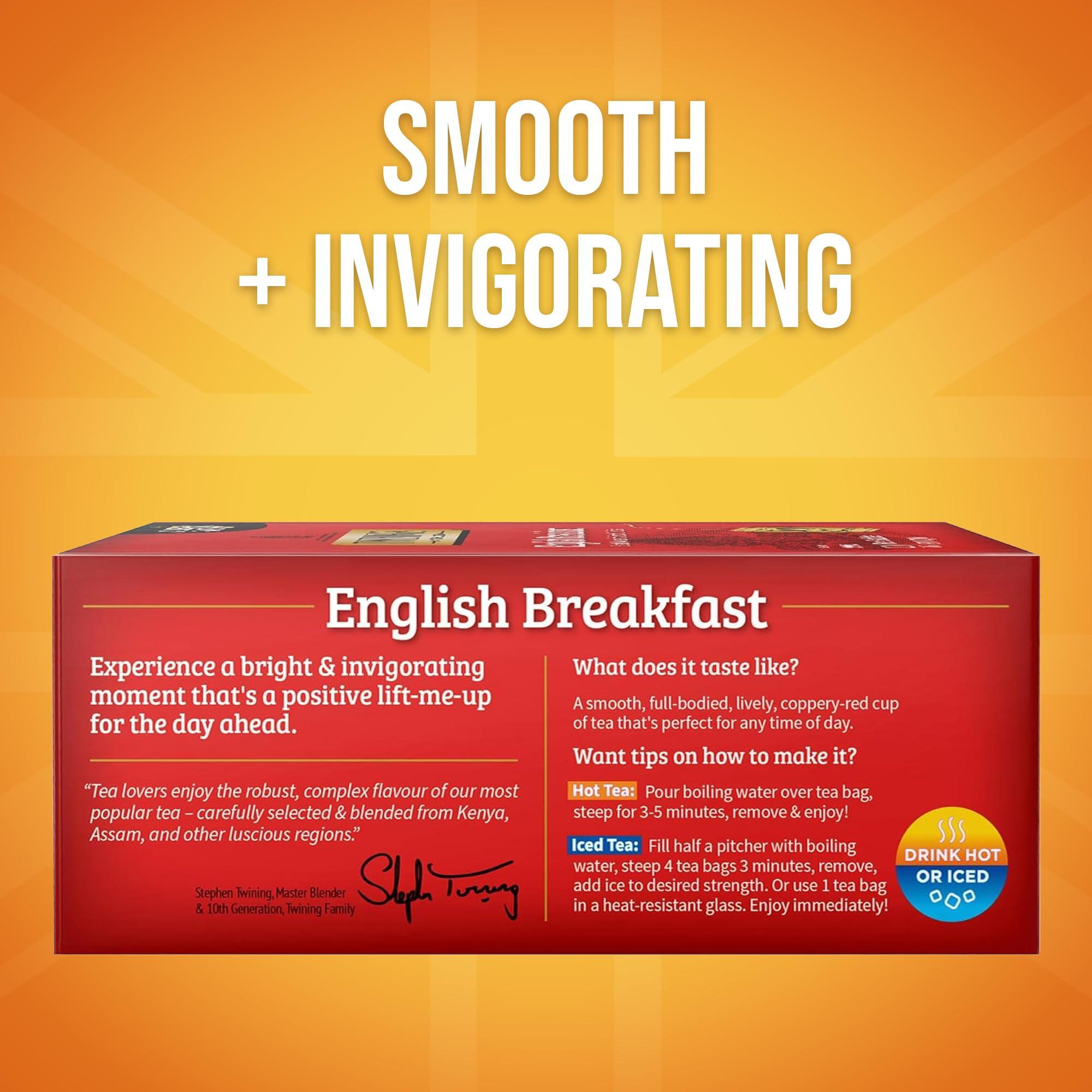 Twinings English Breakfast Black Tea Individually Wrapped Bags, 100 Count (Pack of 1), Smooth, Flavourful, and Robust, Caffeinated, Enjoy Hot or Iced, 100 Teabags - Image 2