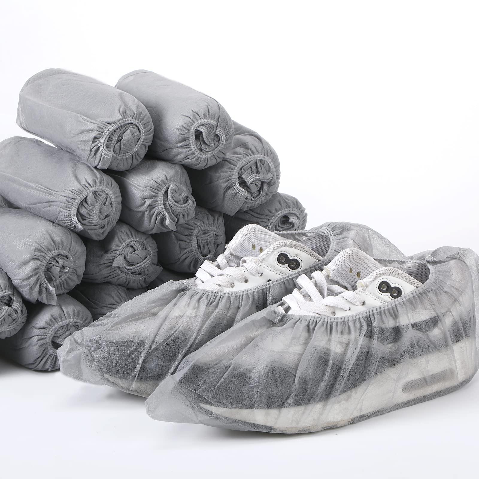 Tigeen 200 Pcs/ 100 Pairs Disposable Shoe Covers Non Woven Stretchable Boot Covers Non Slip Waterproof Shoe Protector for Women Men Fits Size 4-12 Booties Carpet Floor (Gray) - Image 6