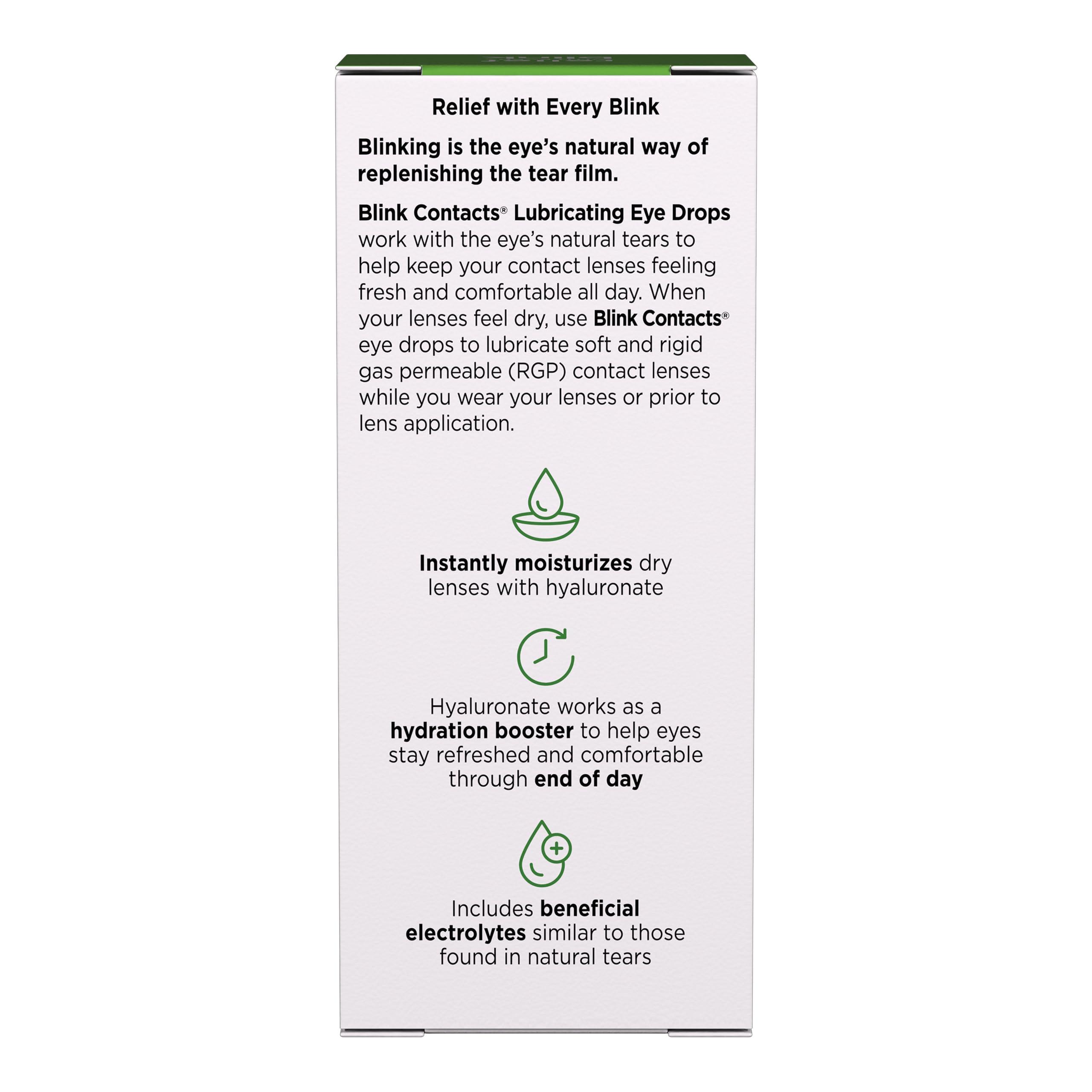 Blink Contacts Lubricating Eye Drops 0.34 fl oz (10 mL), Pack of 3 - Image 5