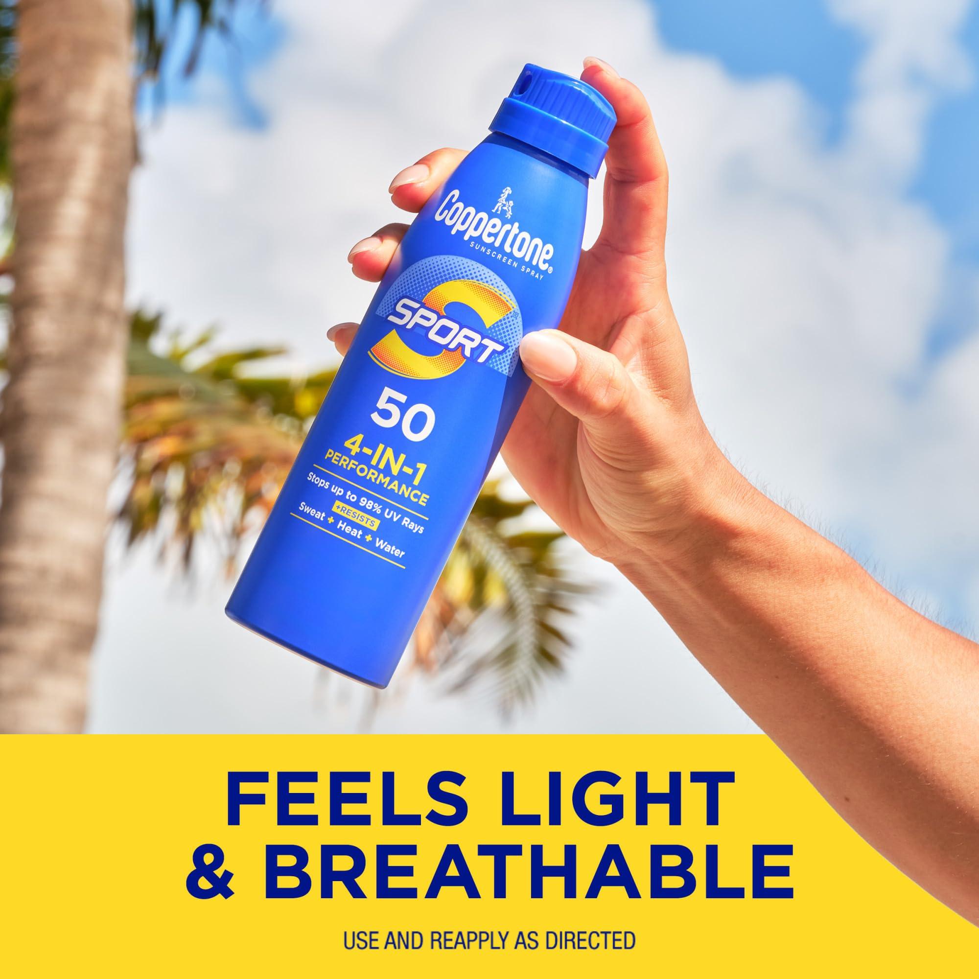 Coppertone Sport Sunscreen Spray SPF 50, Water Resistant Spray Sunscreen Pack, 5.5 Oz, Pack of 2 (Packaging May Vary) - Image 7