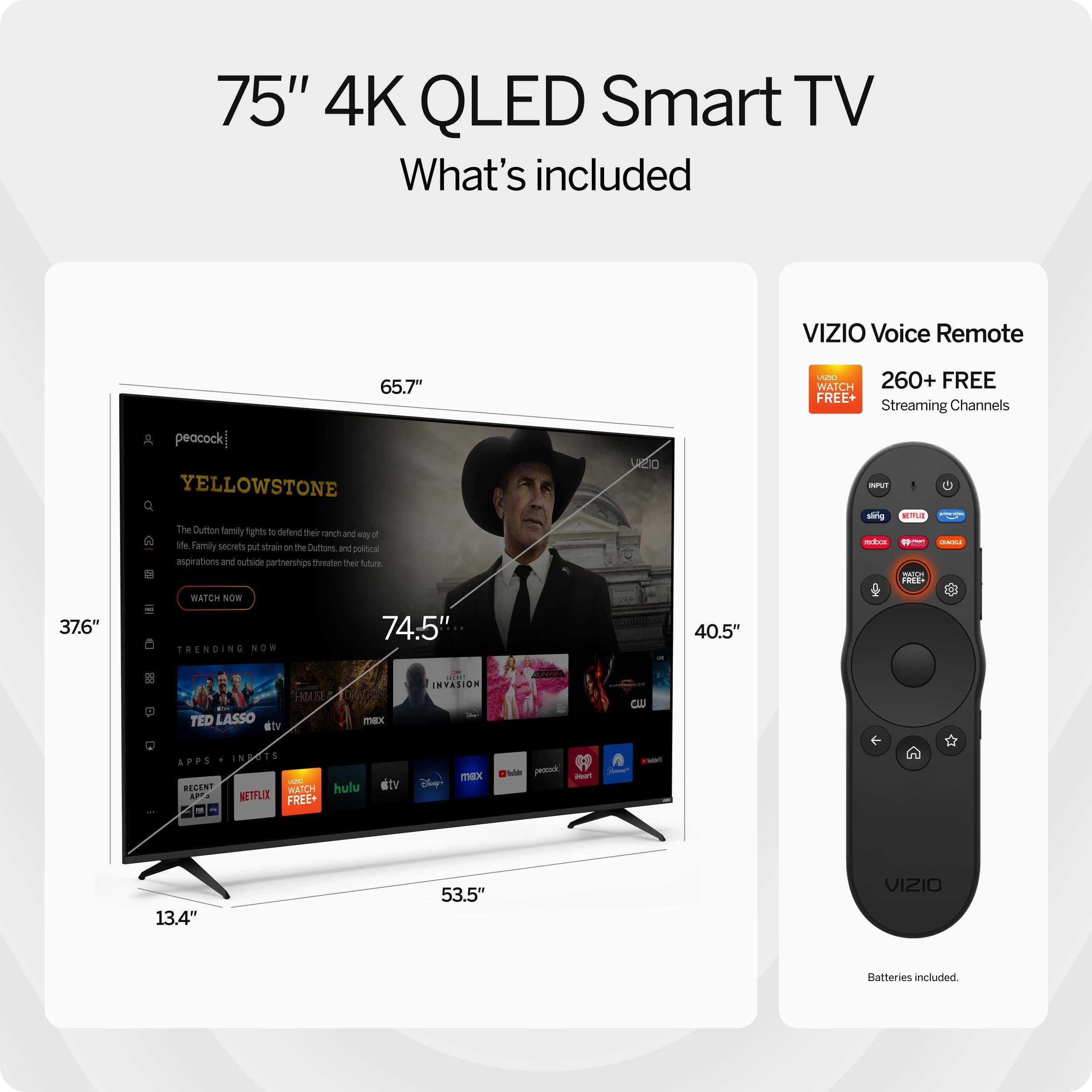 VIZIO 75-inch Quantum 4K QLED Smart TV with Dolby Vision, 120FPS @ 1080p PC Gaming, WiFi 6, Bluetooth Headphone Capable, Apple AirPlay, Chromecast Built-in (New)- M75Q6-L4 - Image 4