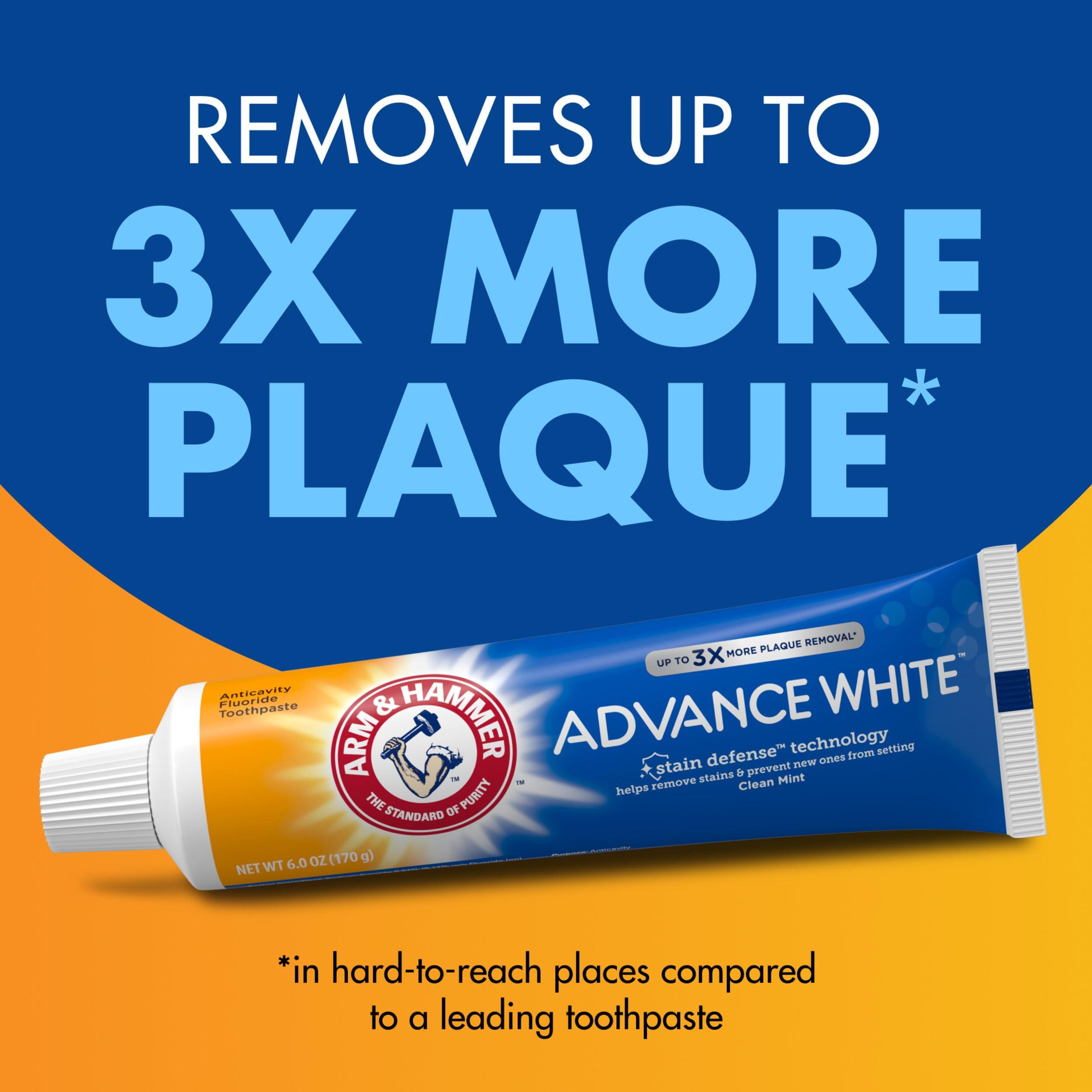 Arm & Hammer Advance White Toothpaste, Clean Mint Flavor, Stain Defense Technology, 6 Ounce (Pack of 4) - Image 10