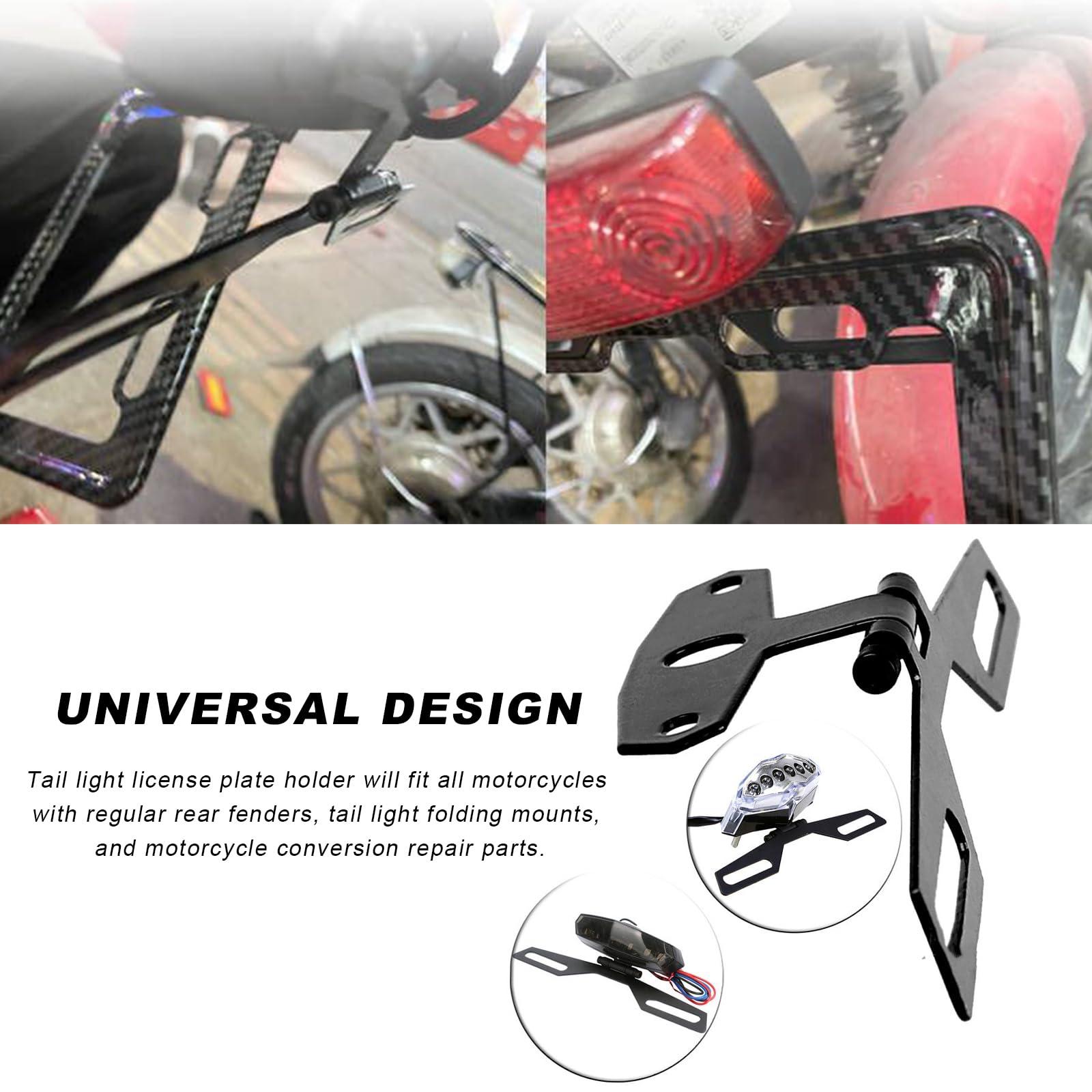 Wevdn 1 PCS Motorcycle License Plate Bracket, Adjustable Motorbike Fold License Plate Tail Light Mount Holder, Universal License Plate Holder for Scooter ATV Dirt Bike, Car Accessories - Image 5
