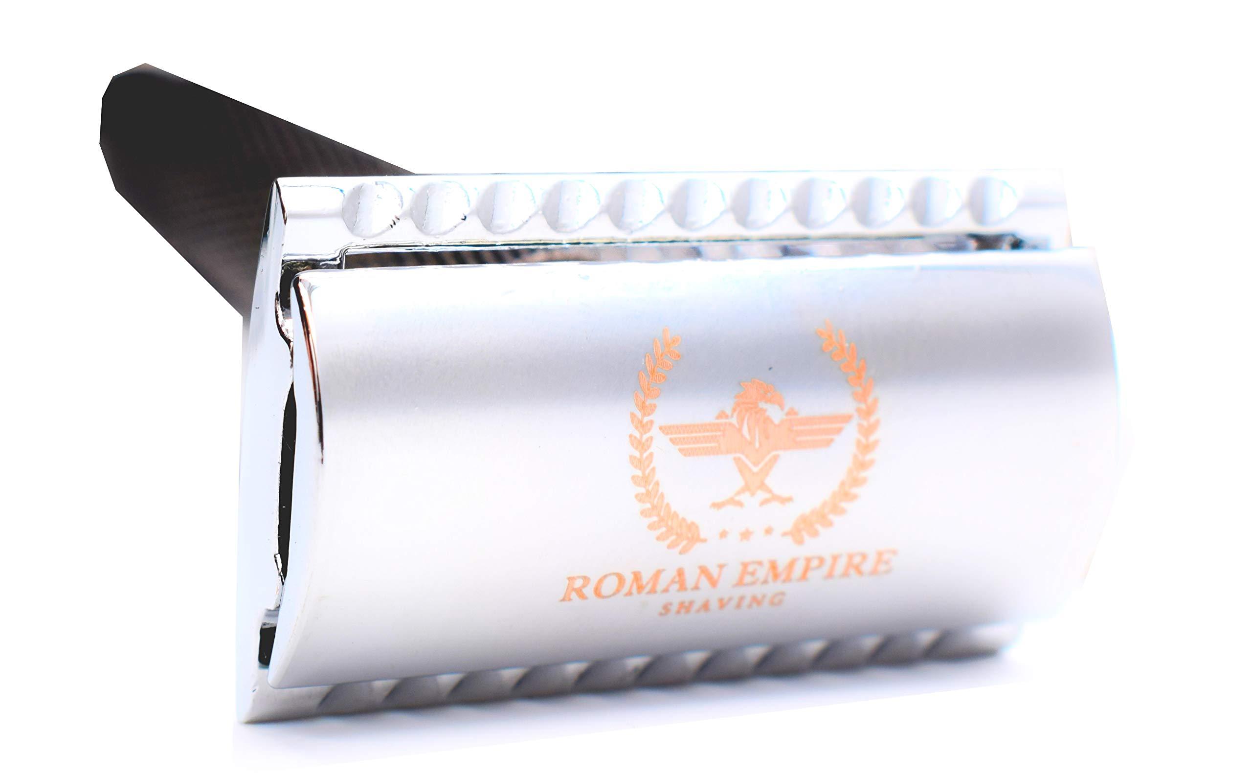 Caesar Gun Metal Safety Razor by Roman Empire Shaving with Set of 20 Shaving Blades (Astra-Derby-Shark-Treet) - Image 9