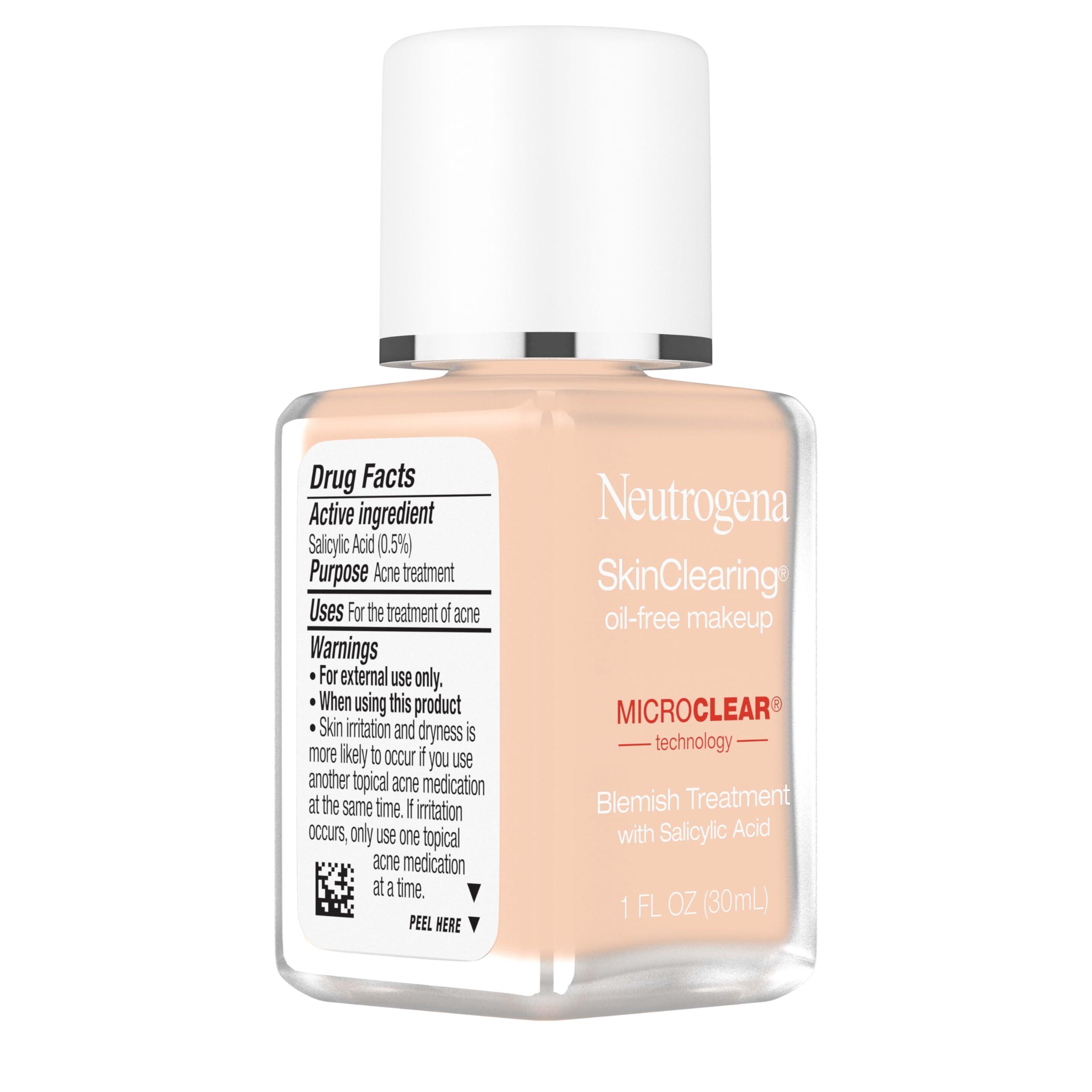 Neutrogena SkinClearing Oil-Free Acne and Blemish Fighting Liquid Foundation with.5% Salicylic Acid Acne Medicine, Shine Controlling Makeup for Acne Prone Skin, 40 Nude, 1 fl. oz - Image 7