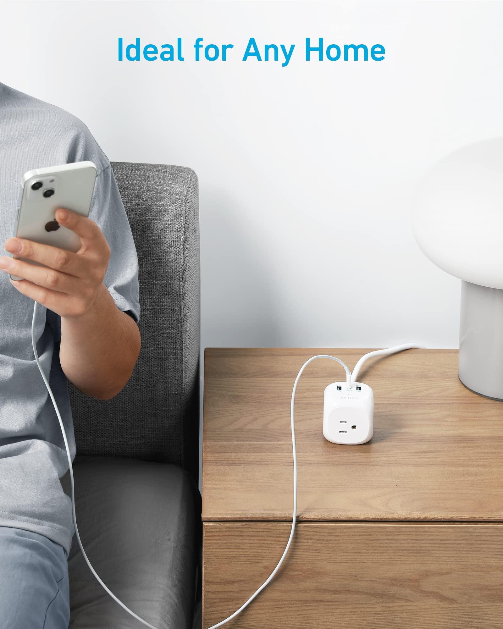 Anker 321 Power Strip with 20W USB C, 3 Outlets and USB C Charging for iPhone 15/15 Plus/15 Pro/15 Pro Max, 10 ft Extension Cord, Power Delivery Charging for Dorm Rooms,Home Office - Image 4
