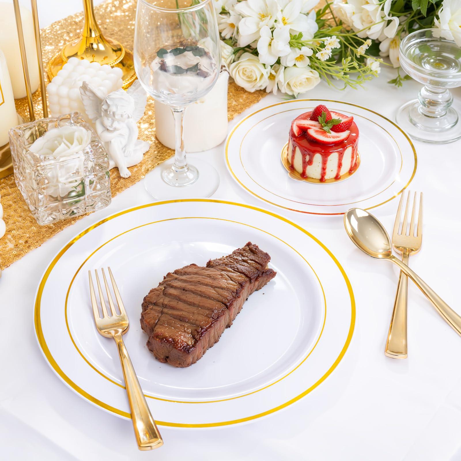 WDF300 Pieces Gold Plastic Silverware - Heavy Duty Disposable Gold Cutlery Set Plastic Gold Silverware Set Plastic Includes 100 Forks, 100 Spoons, 100 Knives for Party - Image 5