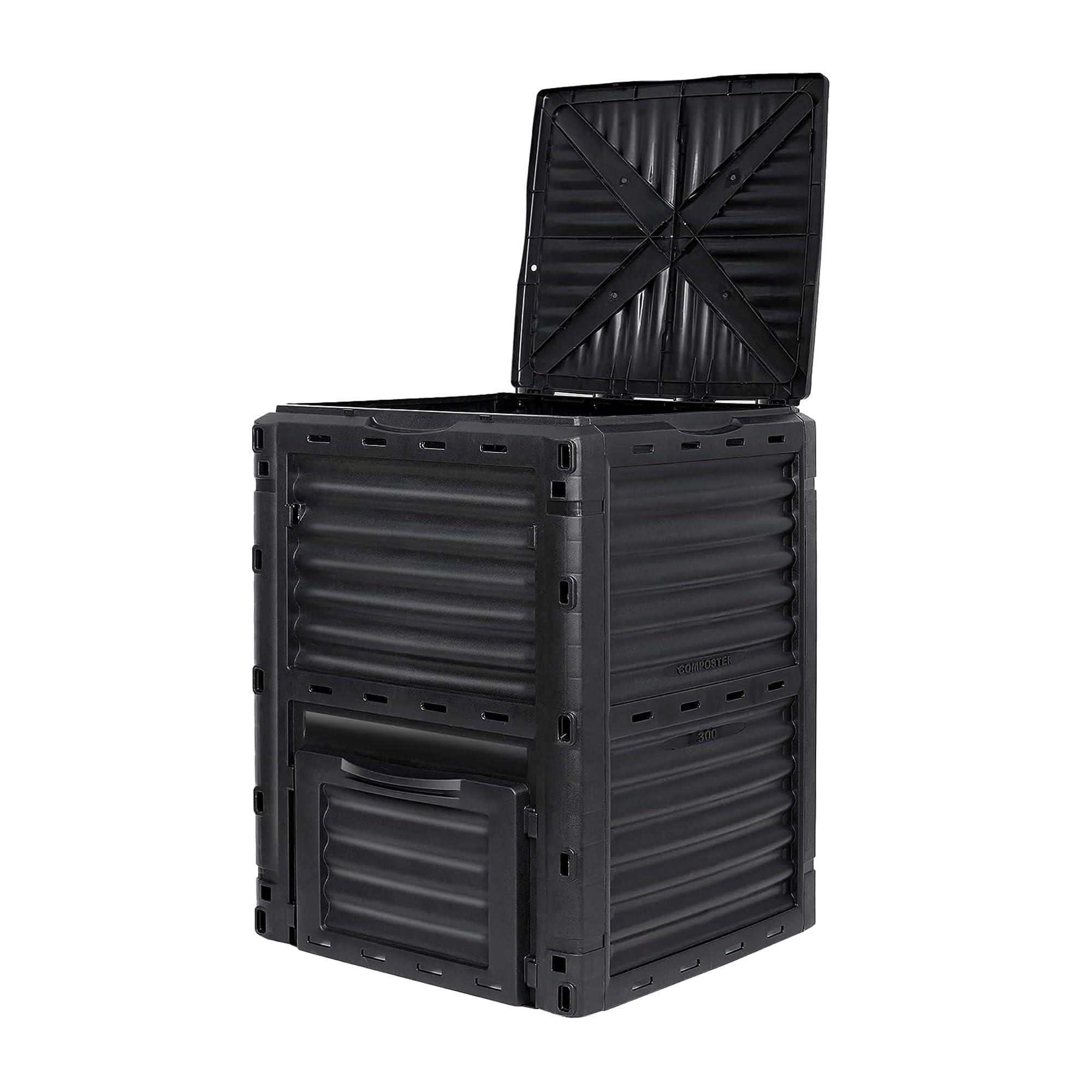 BIOGRN Large Outdoor Compost Bin,80 Gallon (300 L) Composter Bins with Snap-on Top Lid and Aeration System,Garden Compost Bin that Quickly Create Fertile Soil