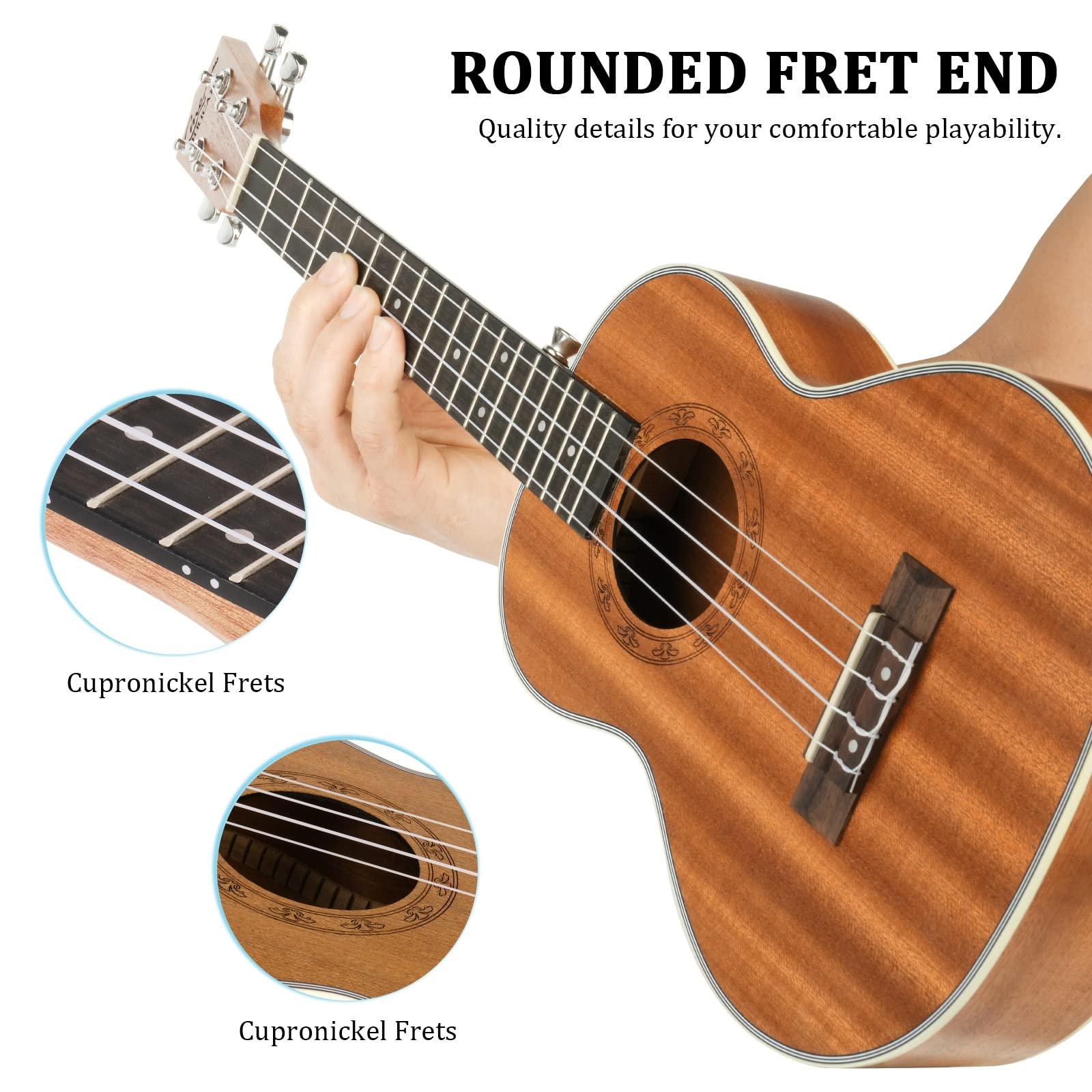 Hricane Concert Ukulele 23 inch UKS-2, 4 Strings Ukeleles For Beginners, Sapele Hawaiian Ukele with Ukulele Case and Ukele String Set - Image 4