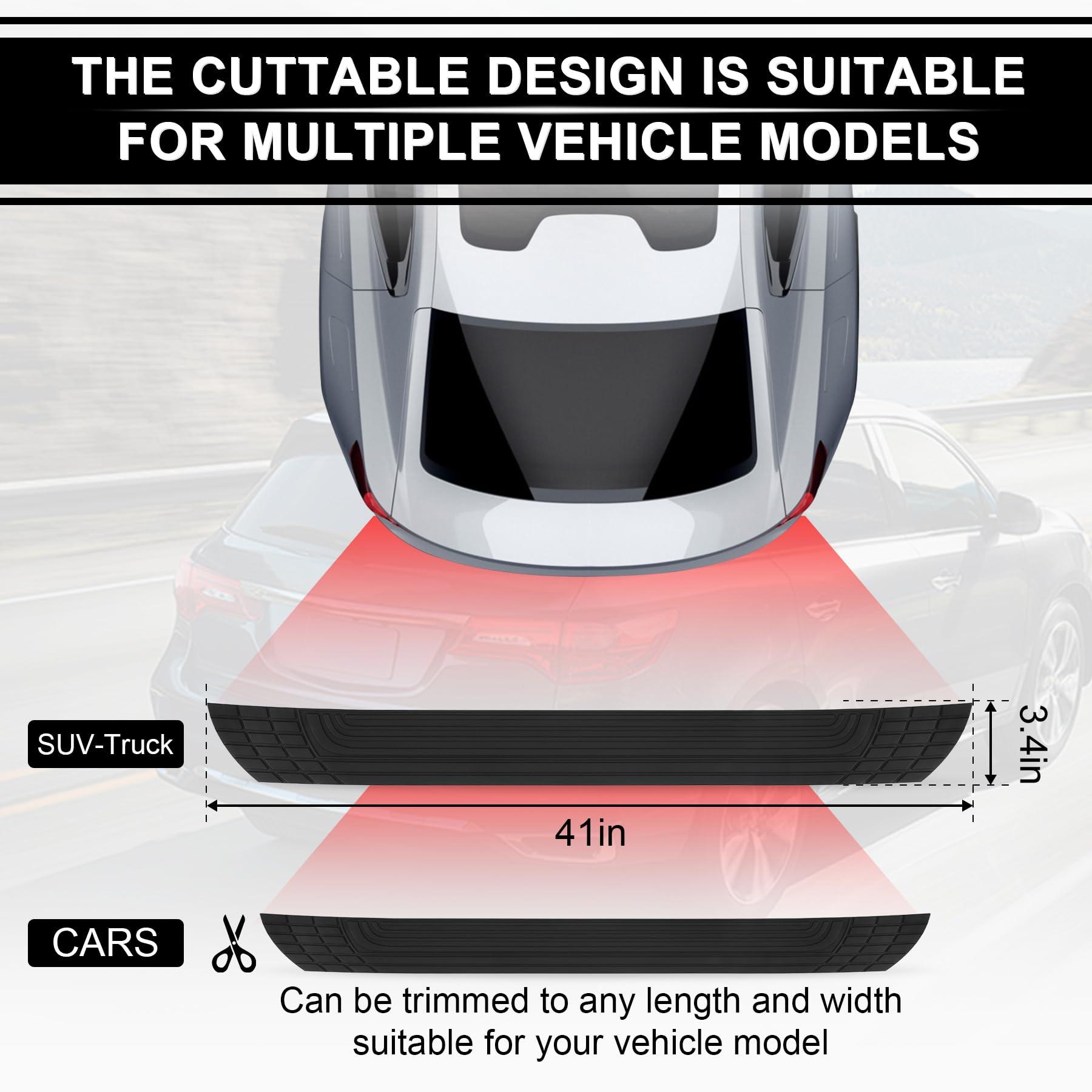 SINGARO Car Rear Bumper Protector, 41inch x3.4inch Car/SUV Universal Rubber Anti-Scratch Trunk Exterior Accessories - Image 6