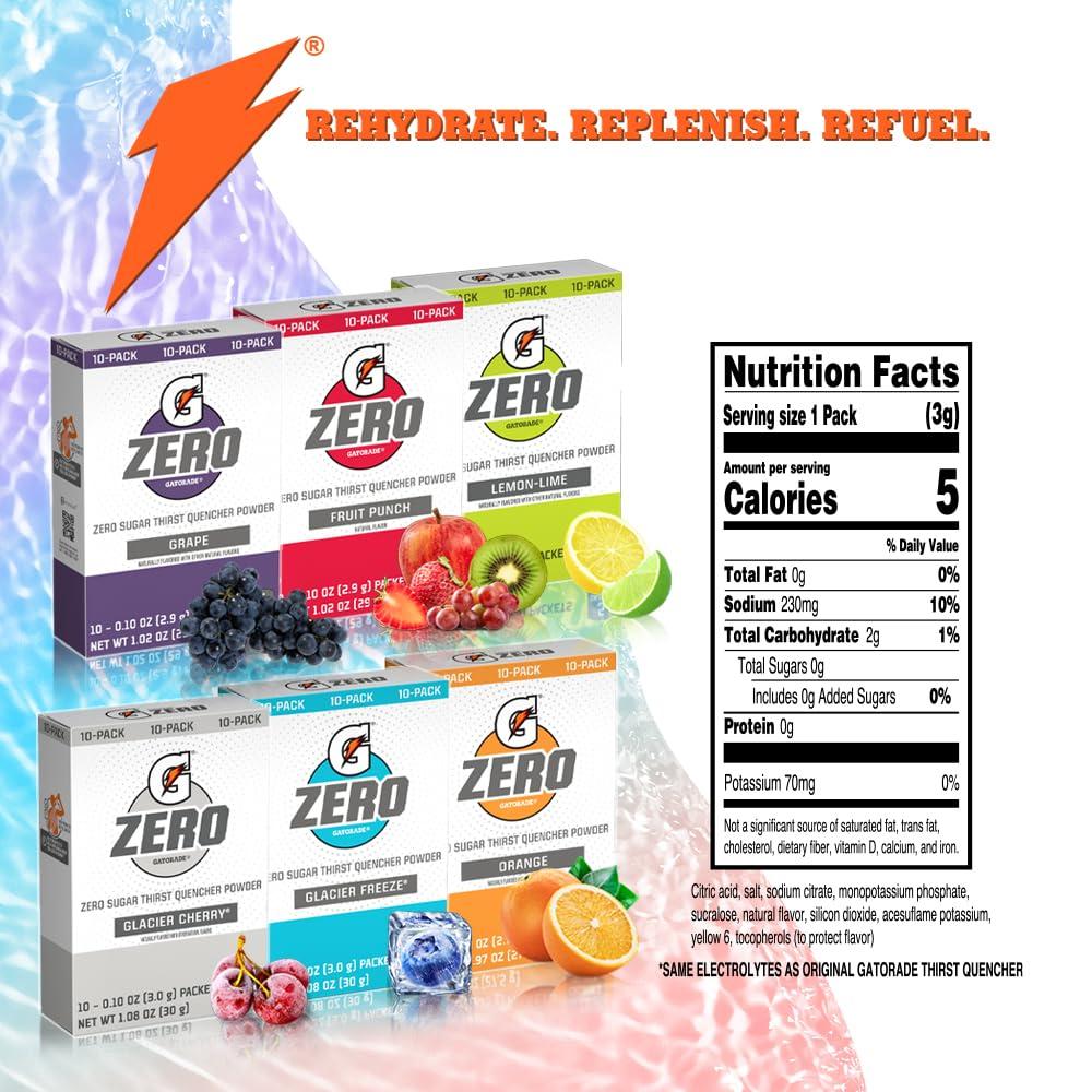 G Zero Thirst Quencher Powder Packets, 0.10 oz Individual Packets (60 Count) (Variety) - Image 2