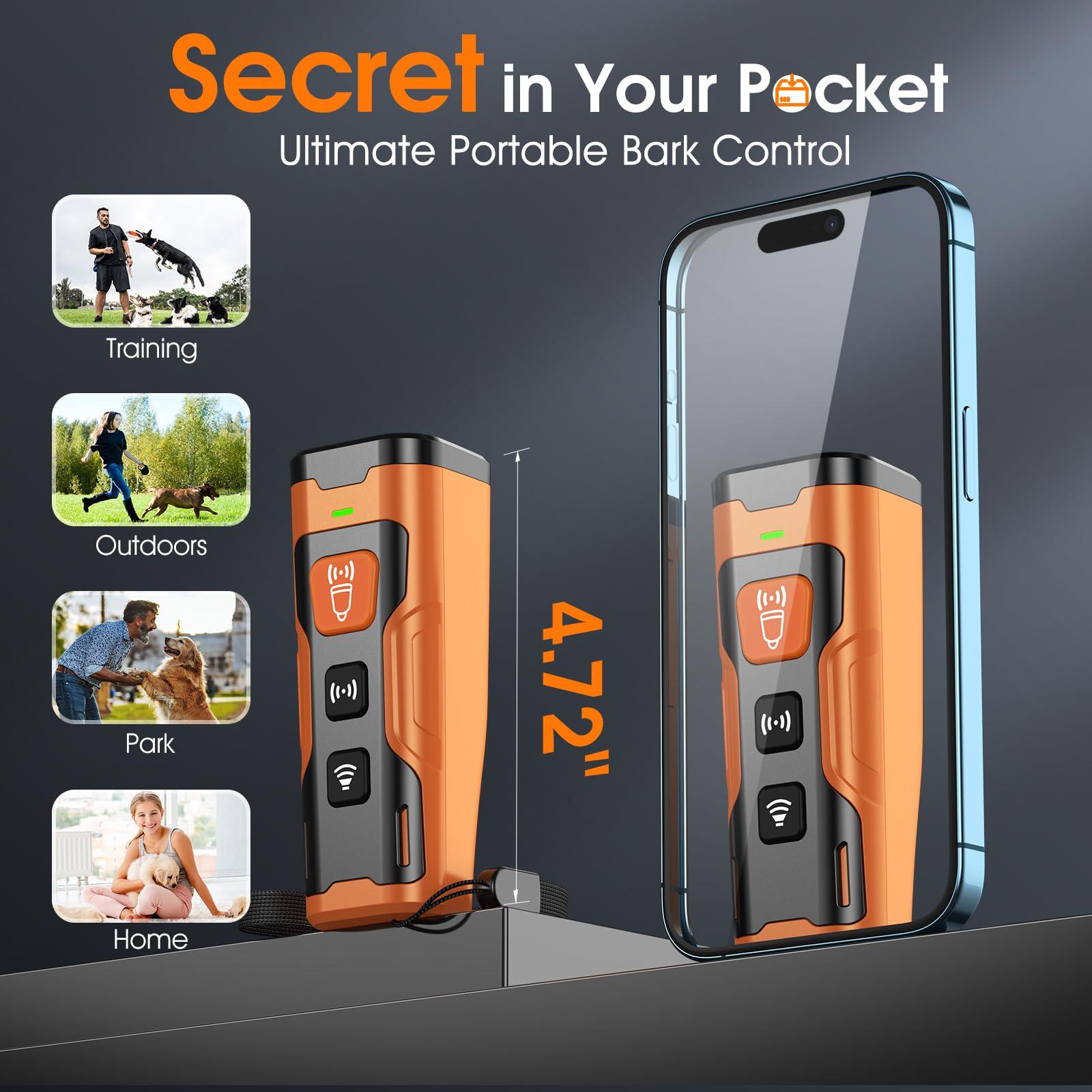 Dog Bark Deterrent Devices for Own or Neighbor's Dog Ultrasonic Dog Training Device Safe & Effective Portable Anti Barking Device for Dogs Indoor Outdoor Use Orange - Image 6