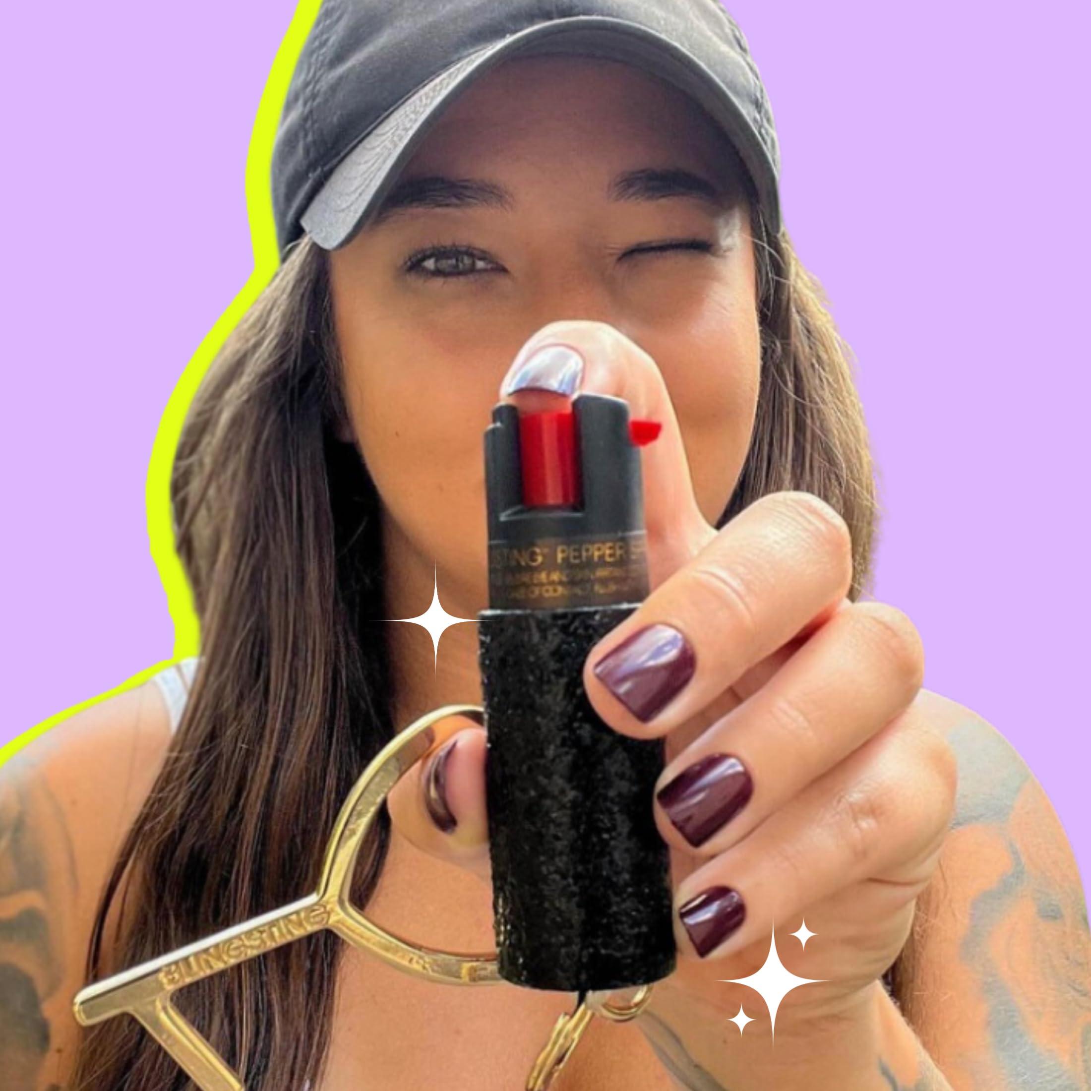 BLINGSTING Pepper Spray for Women - Maximum Strength OC Self Defense Spray - 12 ft Range - UV Marking Dye for Police ID - Swipe Safety Lock, Compact & Fashionable Keychain - Image 5