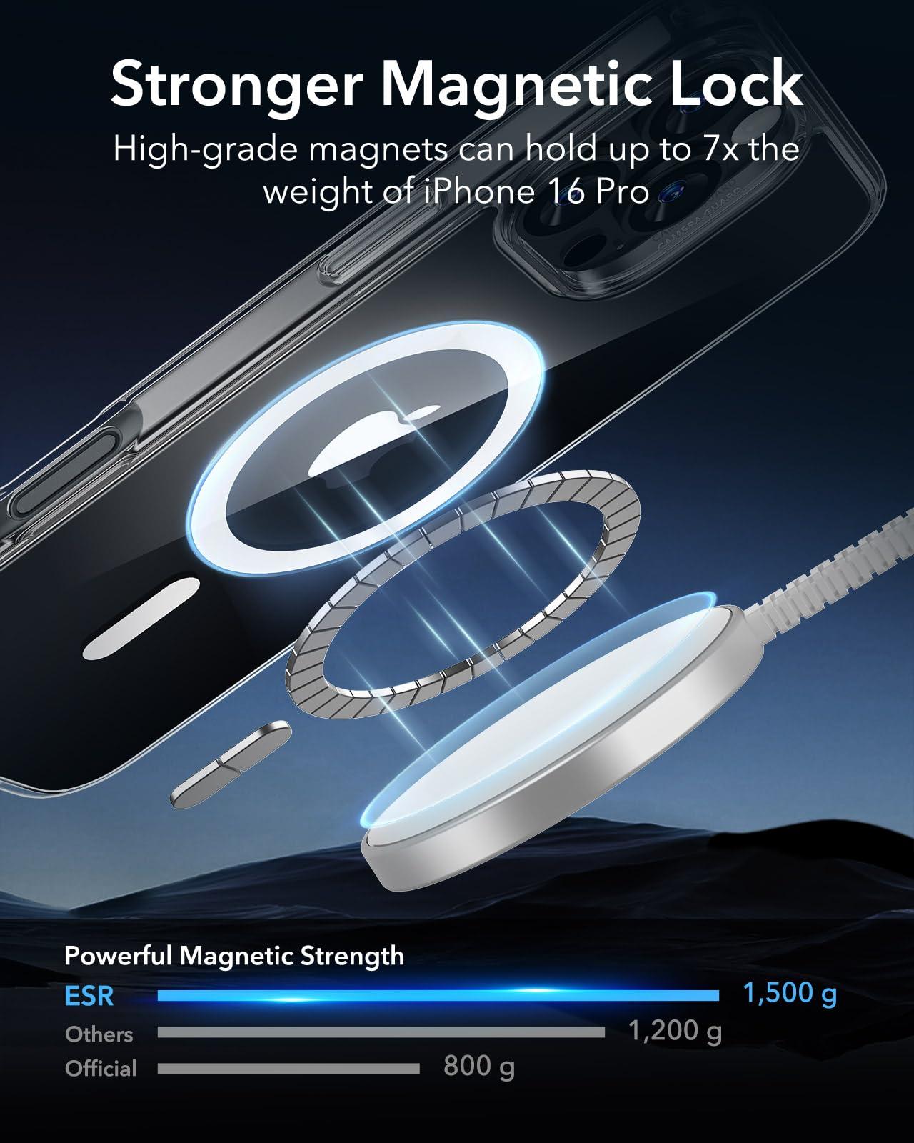 ESR for iPhone 16 Pro Case, Compatible with MagSafe, Shockproof Military-Grade Protection, Magnetic Phone Case for iPhone 16 Pro 6.3 inch, Clear - Image 4