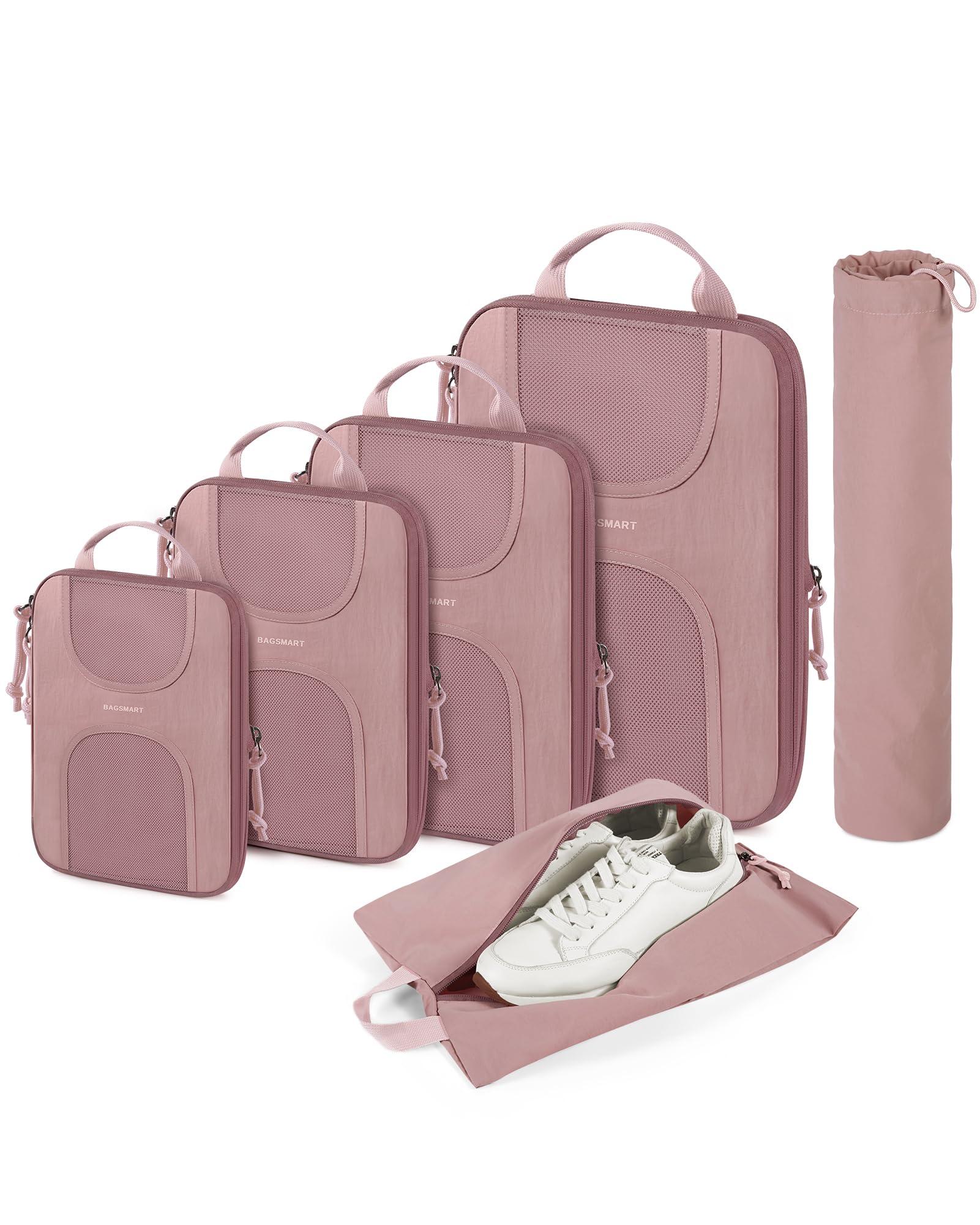 BAGSMART 6 Set Packing Cubes for Suitcases, Lightweight Suitcase Organizers & Compression Travel Cubes