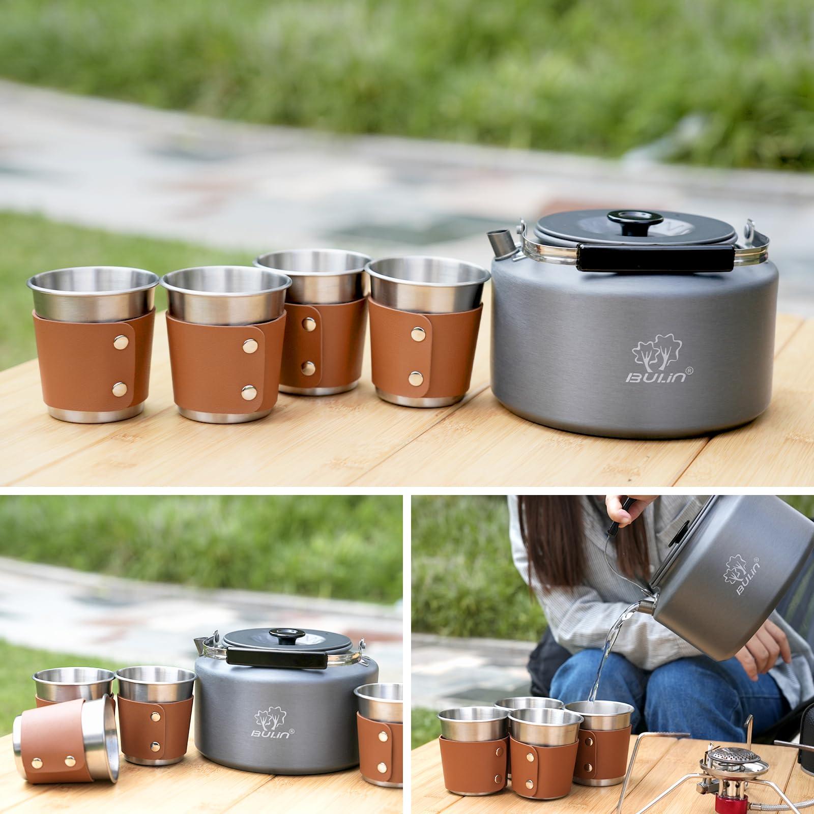 Bulin 2.2L Camping Kettle with 2&4 Stainless Steel Cups for Outdoor Camping Cookware Hiking Backpacking Kitchen Campfire and Picnic, Carrying Bag - Image 5