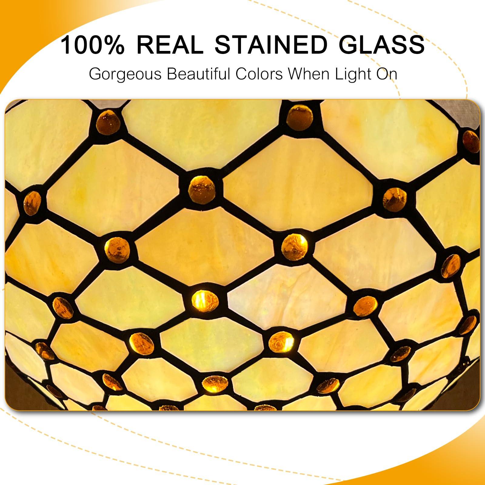 Capulina Tiffany Torchiere Floor Lamp 70 Inches Height Industrial Pole Vintage Amber Beads Style Standing Floor Light for Home Office Living Room Bedroom Farmhouse - Image 5