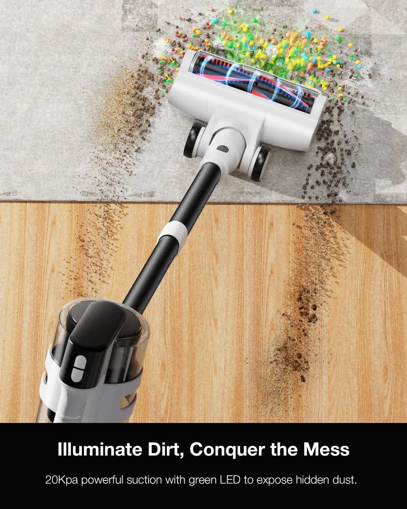 Cordless Stick Rechargeable Vacuum Cleaner, Lightweight, 55min Runtime, 9 in 1 Powerful Suction, Self Standing, Anti Tangle LED Headlight, Ideal for Carpets, Hardwood Floors, Pet Hair, and Home - Image 3