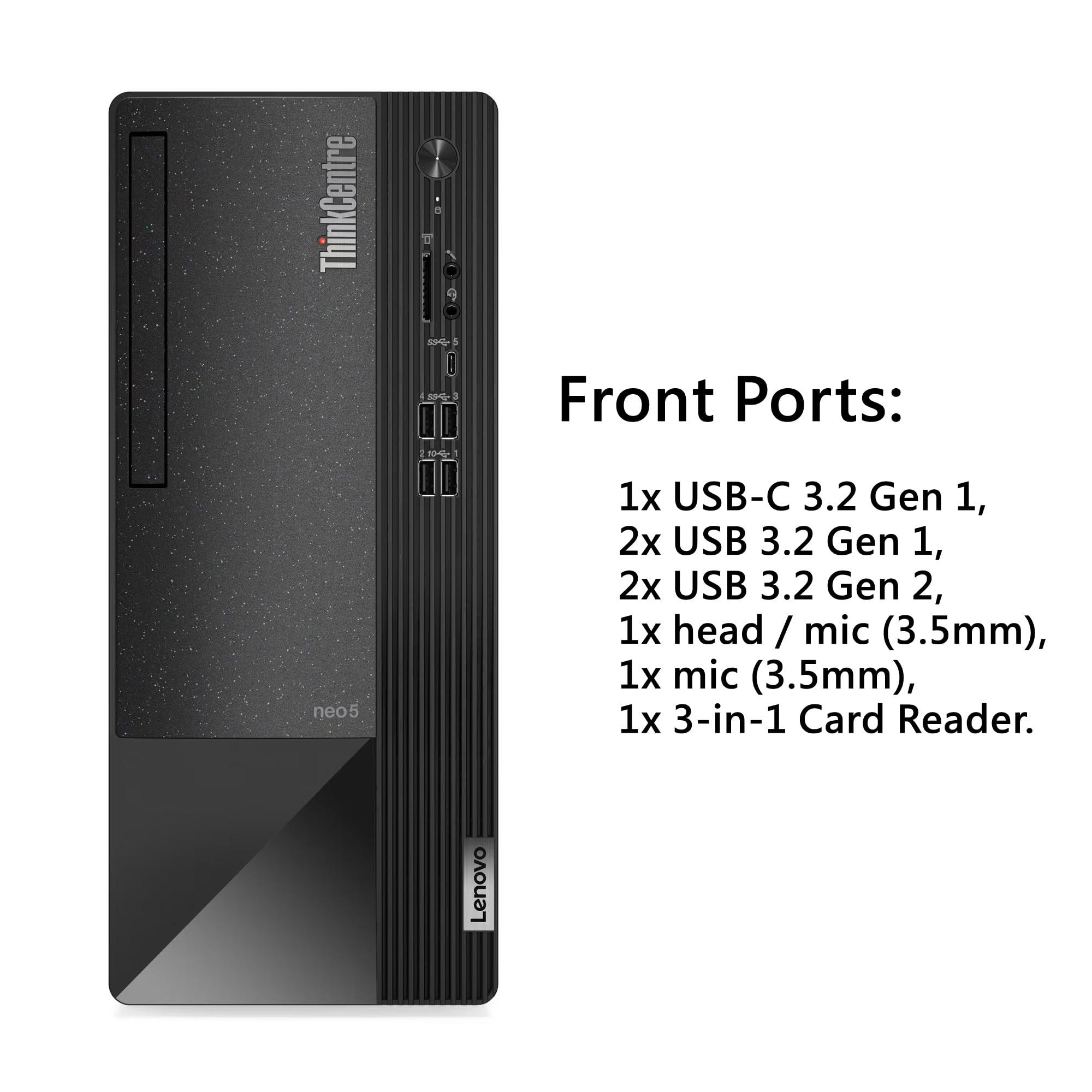 Lenovo ThinkCentre Neo 50t Tower Desktop Computer, 4-core Intel Core i3-13100, 32GB RAM, 1TB SSD, 3-Monitor Ports (DP+HDMI+VGA), RJ-45, WiFi, USB-C, Card Reader, Wired KB & Mouse, Windows 11 Pro - Image 4