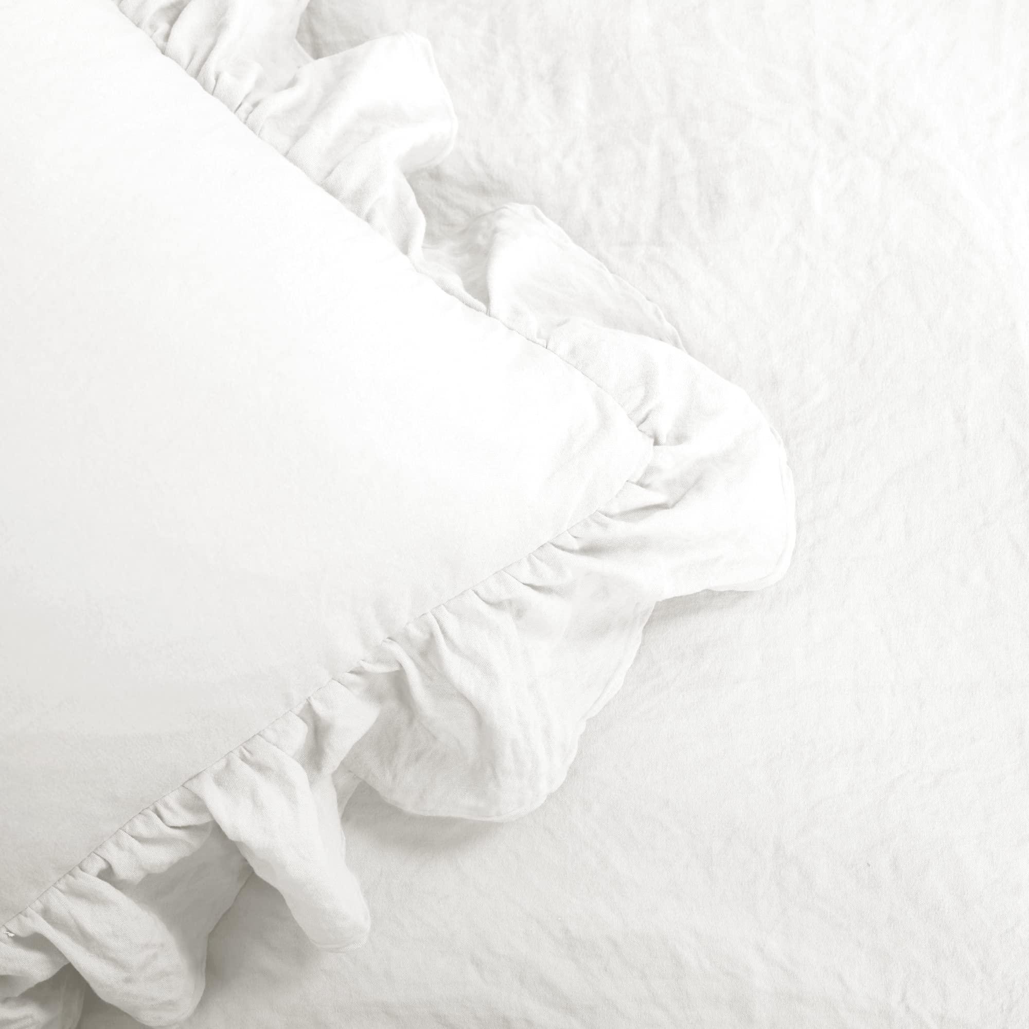 Lush Decor Reyna Ruffle Comforter Set - 3 Piece Full/Queen Size Ruffle Comforter Set - Elegance for Bedroom - Full/Queen, Pure White - Image 4