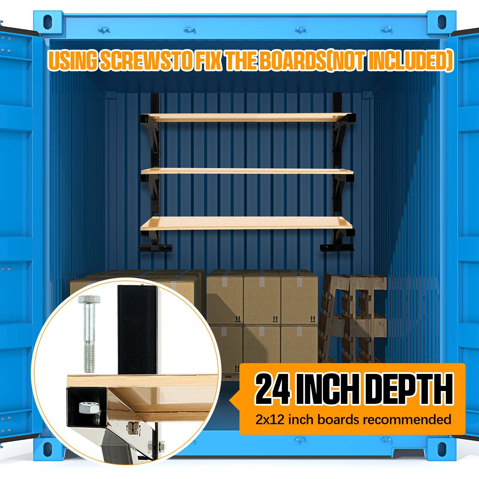 Briwooody 2 Pack Shipping Container Shelving Adjustable Heavy Steel, Shipping Container Accessories, Hanging Shelf Brackets for Heavy Duty Trailer Containers(3 Layer) - Image 6