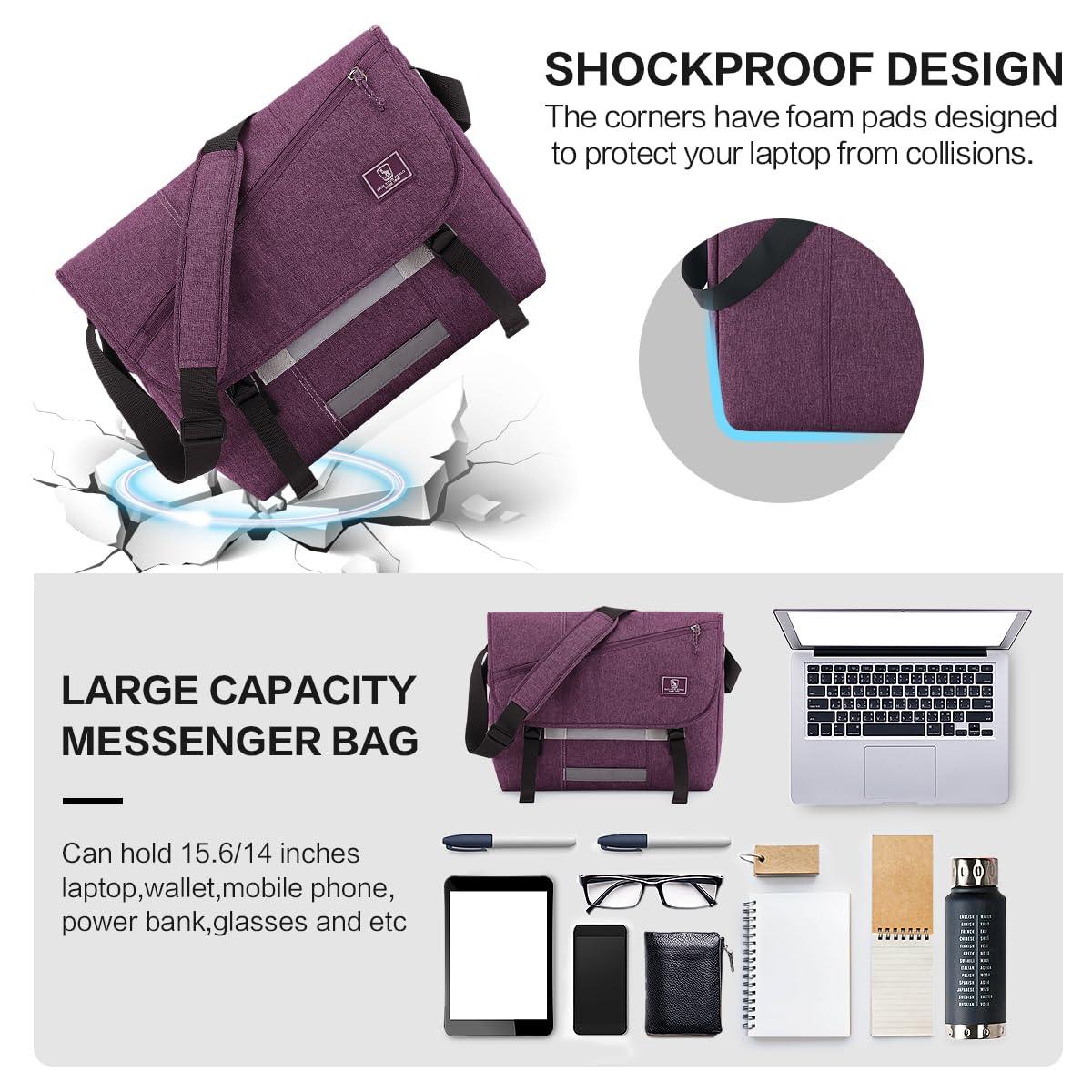 OIWAS Messenger Bag for Women, 15.6 Inch Laptop Crossbody Bags Men Casual Satchel Shoulder Bag College Travel Office Briefcase - Image 5