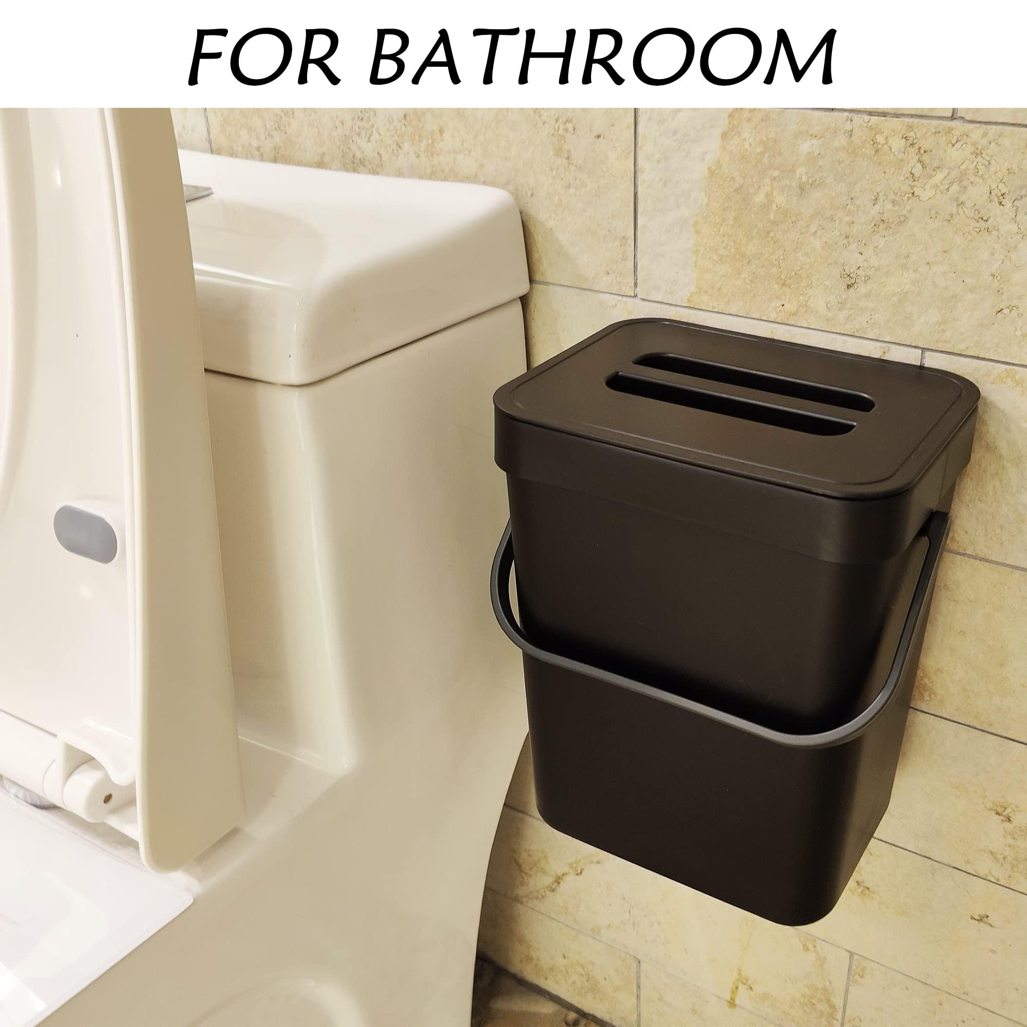 stonespace Kitchen Compost Bin for Countertop, Hanging Small Trash Can with Lid Under Sink for Kitchen Bathroom, Mountable Compost Bucket, Black - Image 5