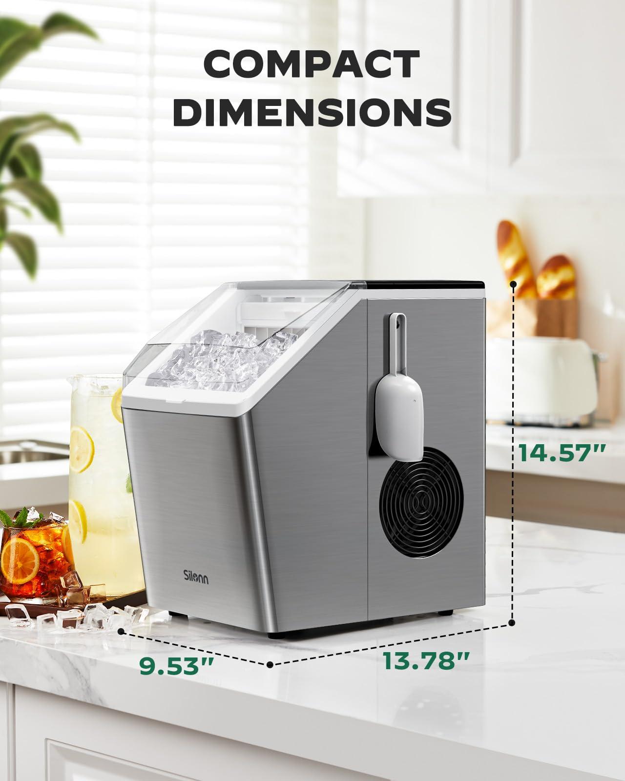 Silonn Ice Makers Countertop, 44lbs Per Day, 2 Ways to Add Water, Auto Self-Cleaning, Stainless Steel Ice Machine for Home Office Bar Party - Image 7