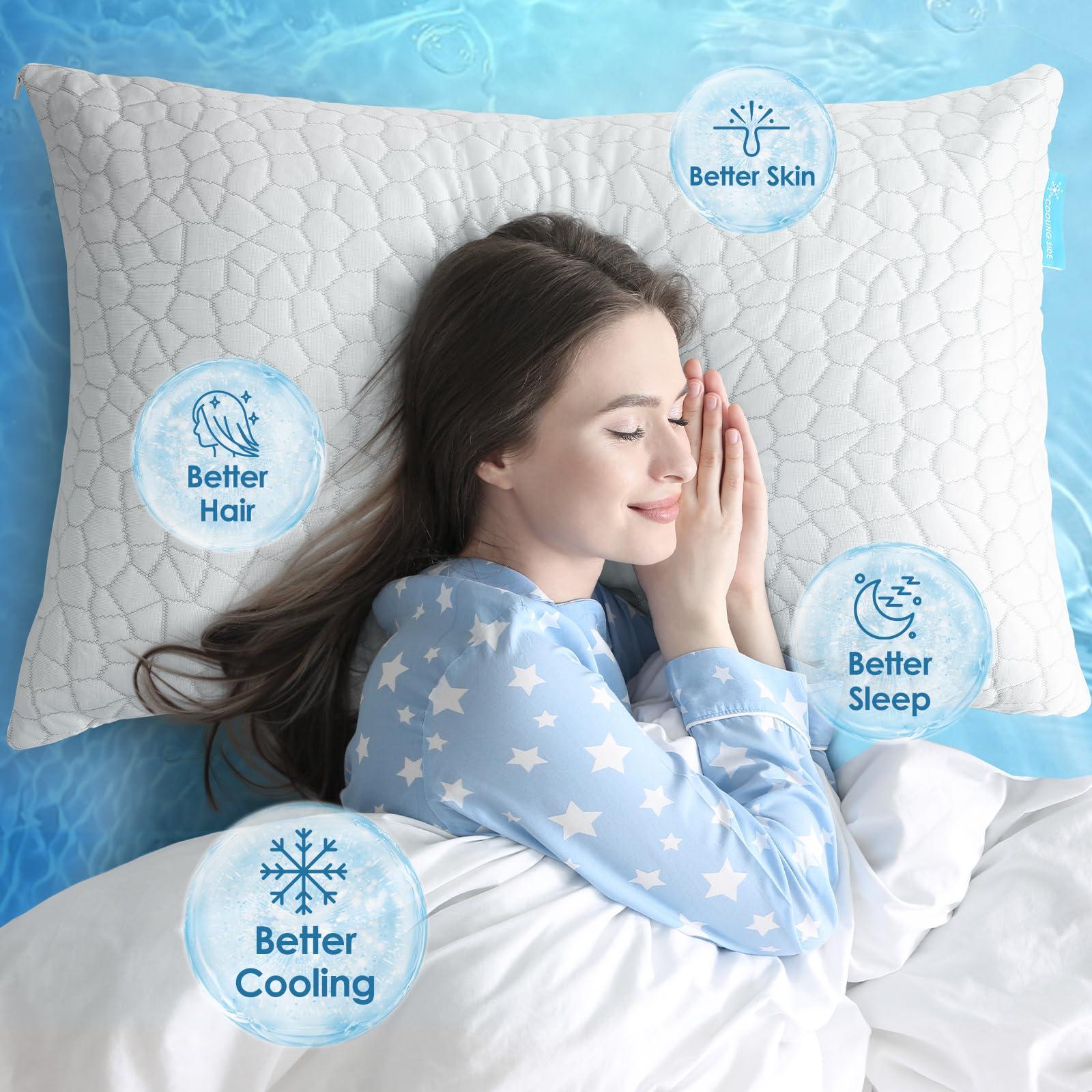 Cooling Pillows Queen Size Set of 2 Shredded Memory Foam Pillows for Side Back Stomach Sleepers, Two-Sided Cool Adjustable Firm or Soft Bed Pillow Luxury Gel Neck Pillow for Neck Shoulder Pain Relie - Image 9