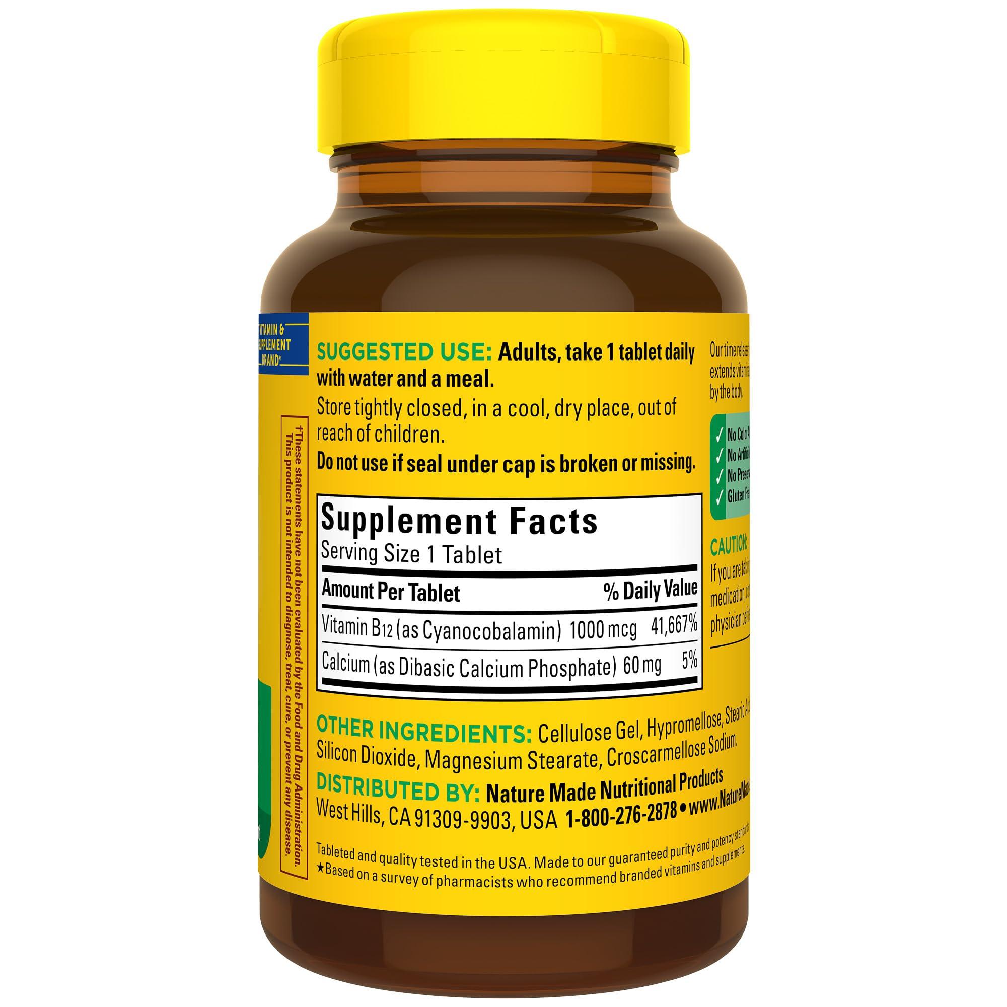 Nature Made Vitamin B12 1000 mcg, Dietary Supplement For Energy Metabolism Support, 160 Time Release Tablets, 160 Day Supply - Image 8