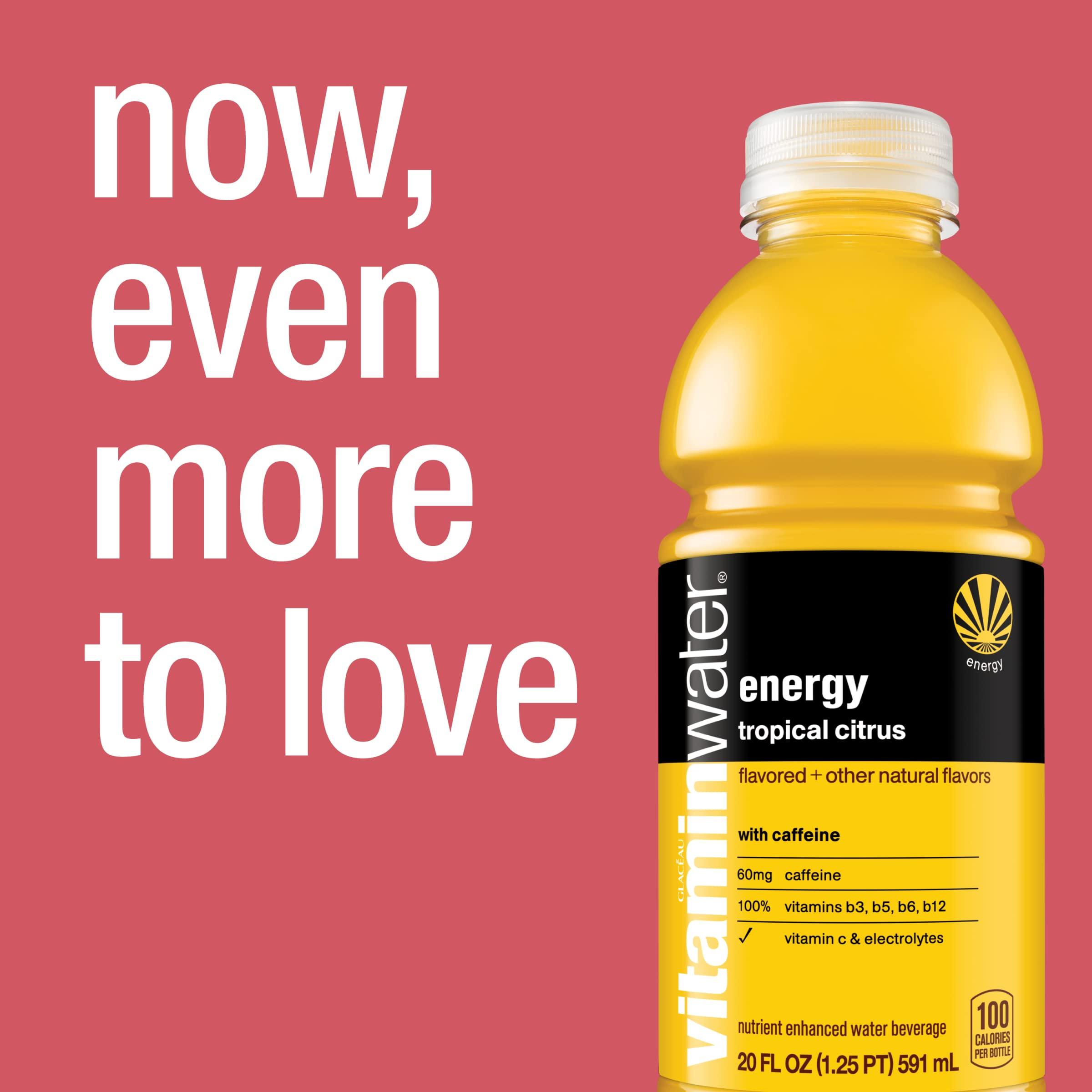 vitaminwater Energy Tropical Citrus Nutrient Enhanced Flavored Water Beverage, 20 fl oz Bottles, 12 Pack - Image 7
